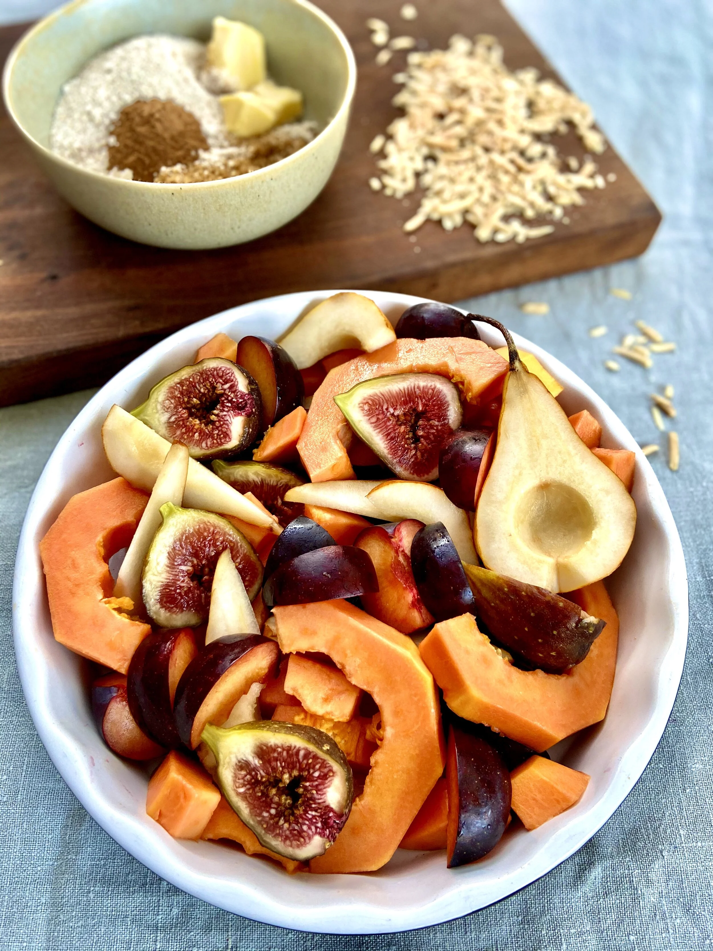 Papaya and Winter Fruit Crumble
