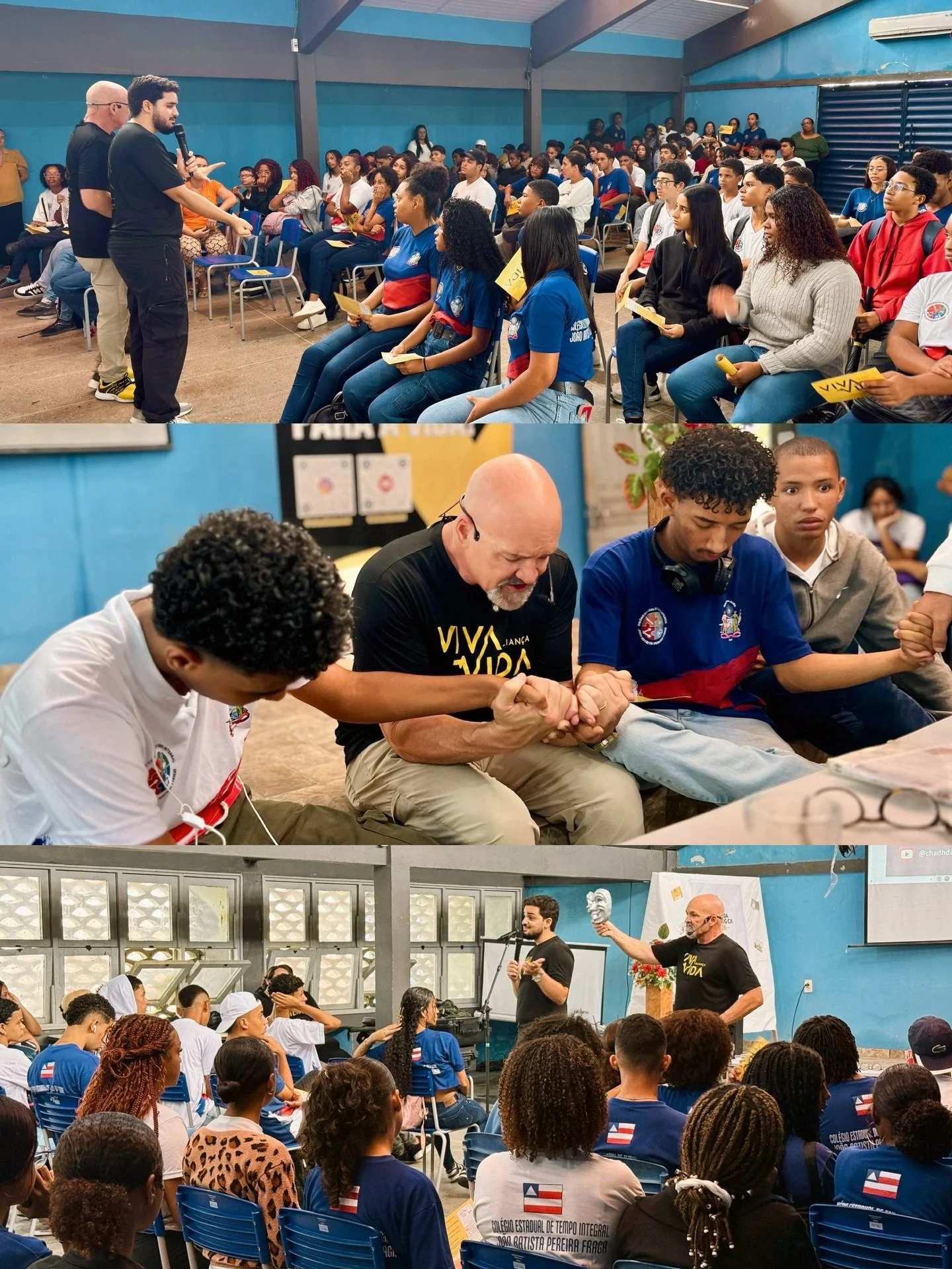 Muritiba was marked by VivaVida! 🙌 We held 6 meetings in schools, one gathering at El Shammah Church, and reached around 2,000 people. Seeds were also planted through the donation of books by Joyce Meyer. We continue taking the message of life acros