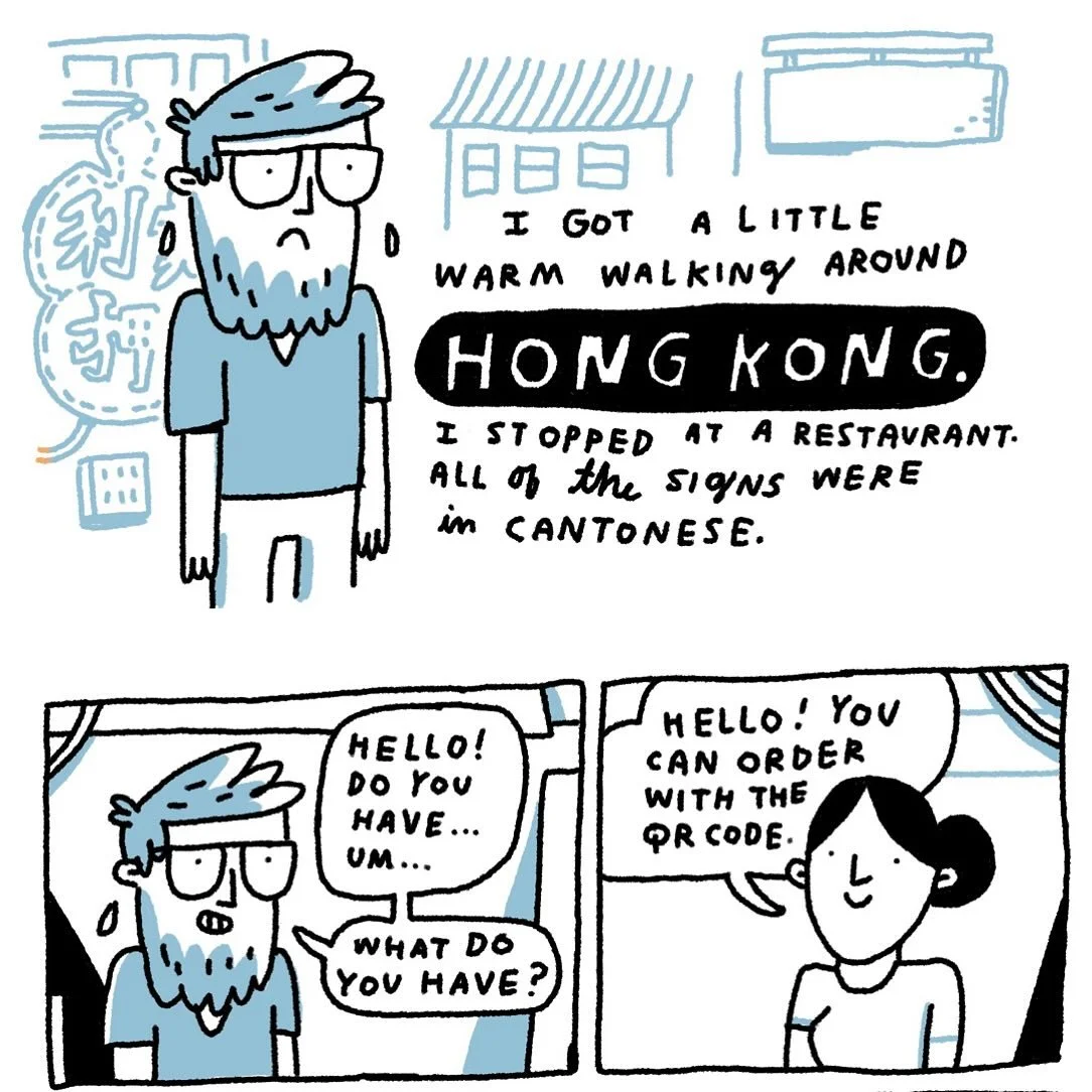 I spent a few weeks abroad in Hong Kong, Vietnam, Japan and&hellip; Nebraska. (Okay, Nebraska isn&rsquo;t abroad.)

I&rsquo;ll be posting a free sketchbook pages on my blog newsletter. Link in stories to read the full comic.