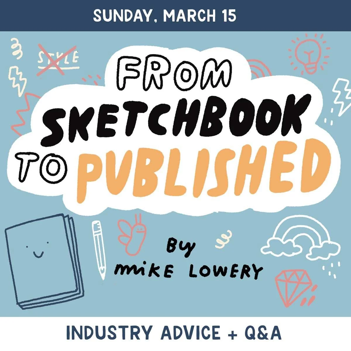 Check it out! This weekend, I'll be giving TWO free live presenations with tons of time for Q&amp;A. They're part of the "Illustration Portfolio Challenge" which I hope doesn't sound too intimidating. Come hang out and make a sticker with m