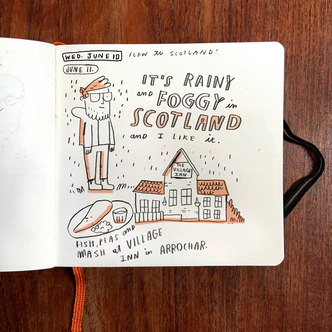 First drawing in Scotland! @katrinwiehle and I will be here for our two sketchbook retreats that start in just a few days. Yes, we've already had fish and chips. No, we've not had haggis yet. Anyone have Loch Lomond suggestions?!