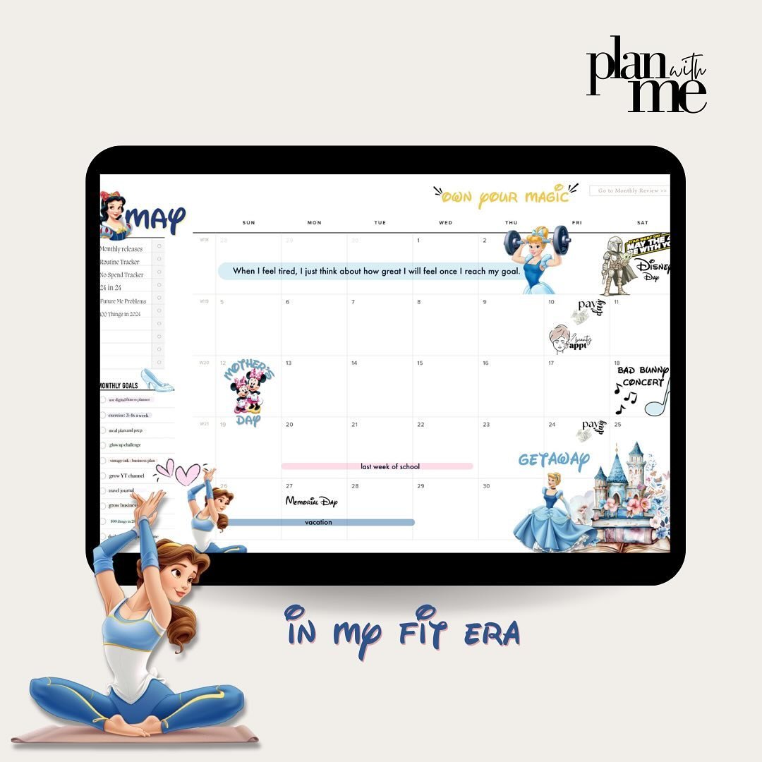 For the moth of May, we are entering our FIT era. Watch me plan this on my YT channel today.
Stickers dropping SOON&hellip; 

#cozyplanning #digitalplanningcommunity #digitalplanner #digitalplanningideas #digitalplanninglayout #digitalplanning #digit