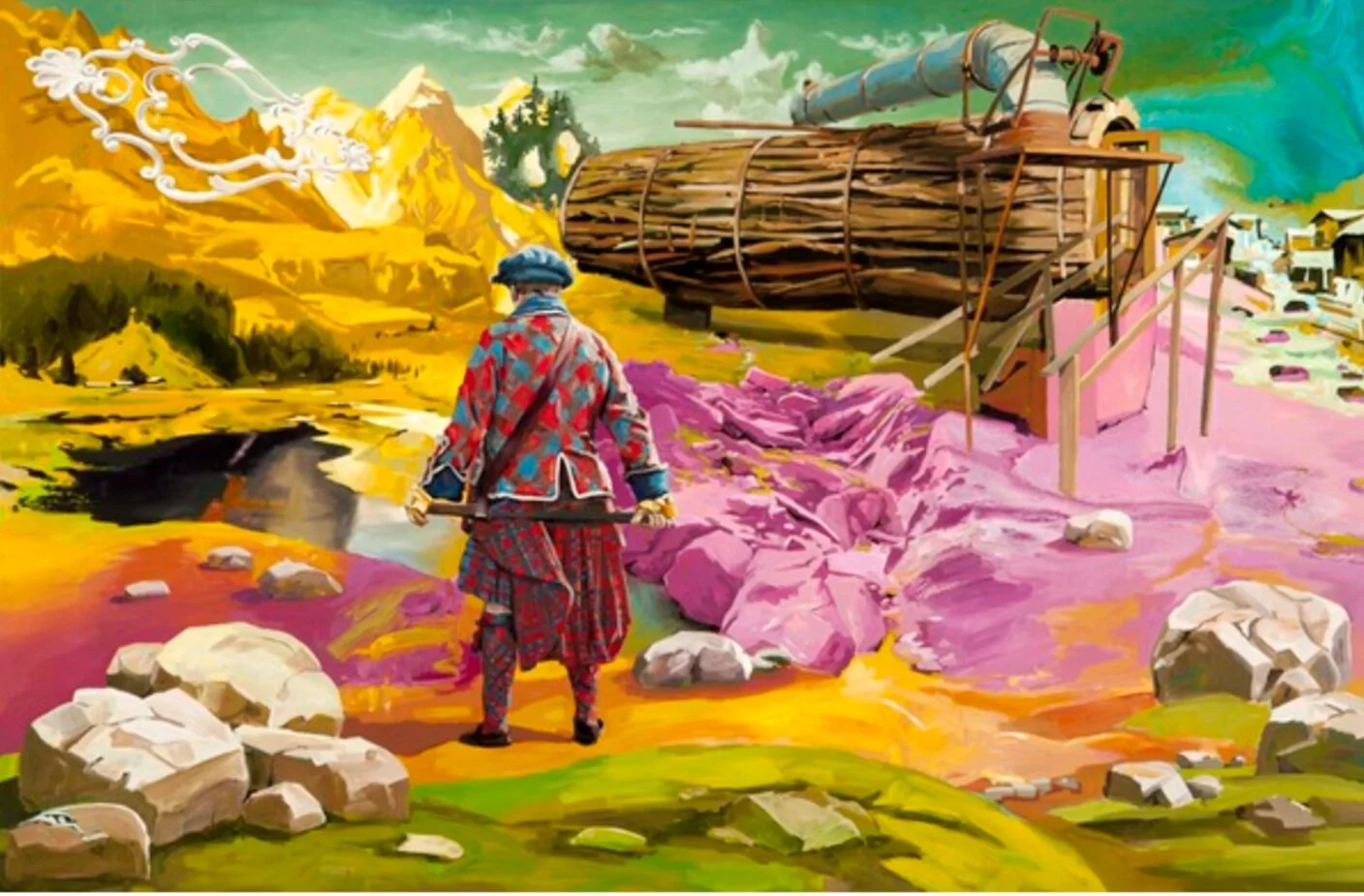 Stephen Bush, The recliners were only the beginning, 2014, oil on canvas, Collection of Michael Schwarz and David Clouston, Melbourne.