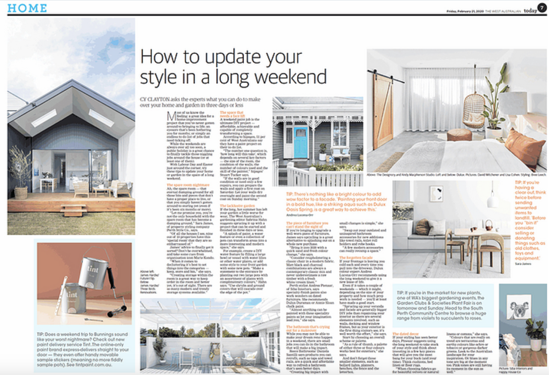 Featured in The West Australian - How to update your style in a long weekend.