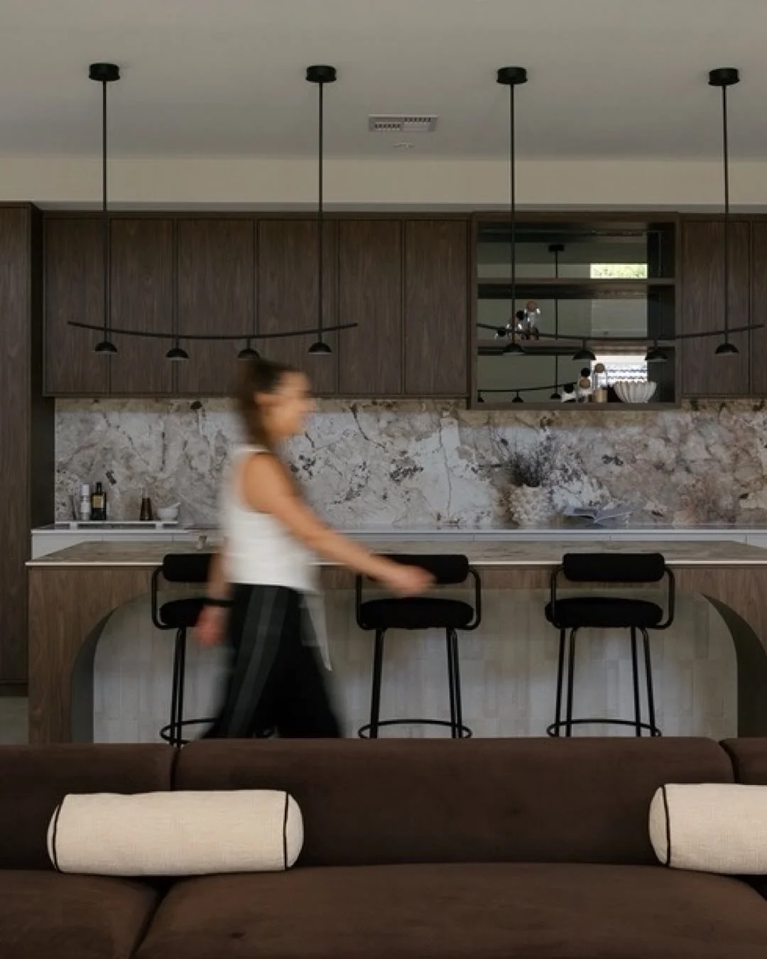 PROJECT FEATURE | ELPHIN STREET, FLOREAT
A home defined by detail. Refined finishes, rich textures and effortless flow.
“The warm stone and chocolate cabinetry set the tone for everything, it grounded the selections and guided the styling direc