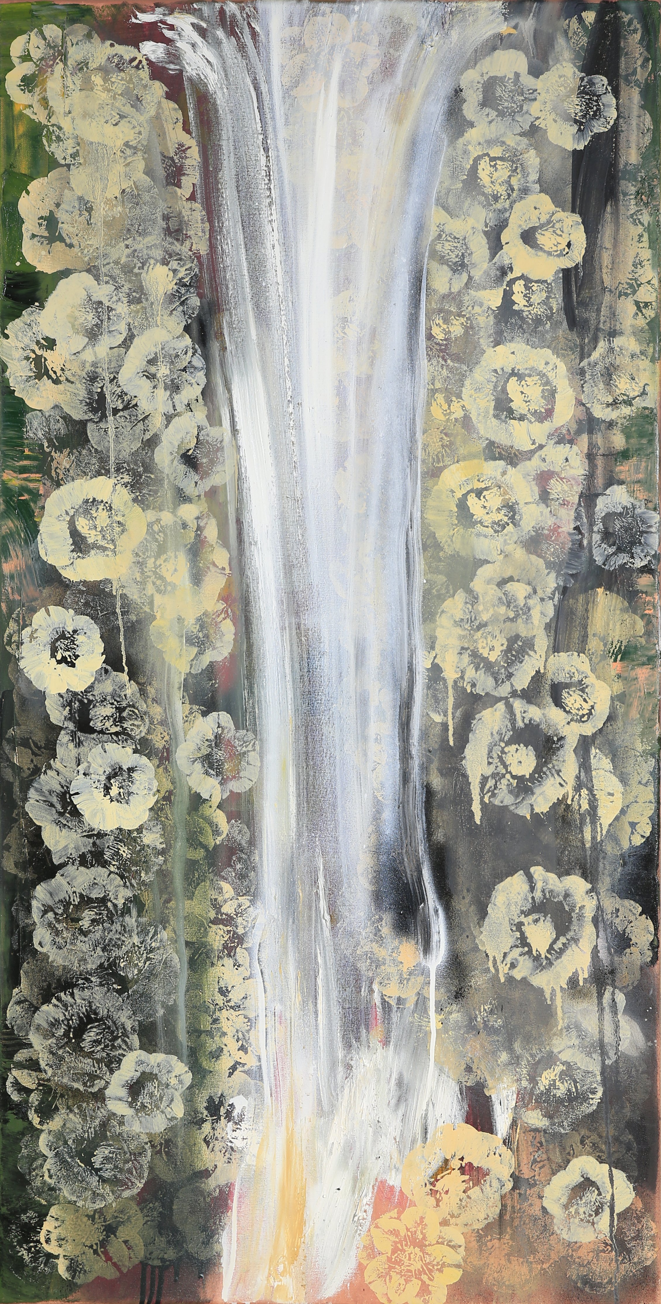 Pouring, Burralow, oil and mixed media on canvas, 120x60cm
