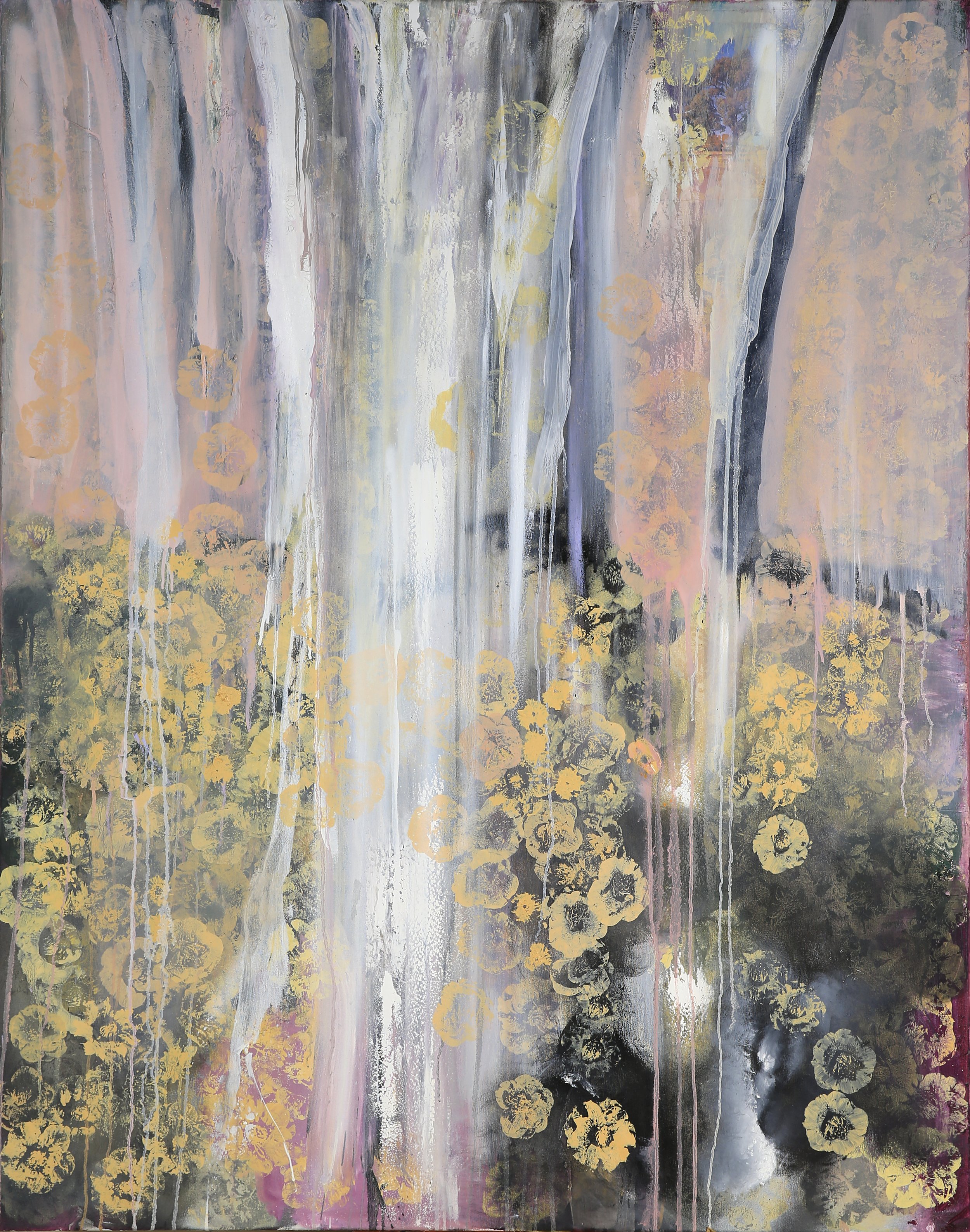 Light rain, hidden valley, oil and mixed media and collage on canvas, 140x110cm