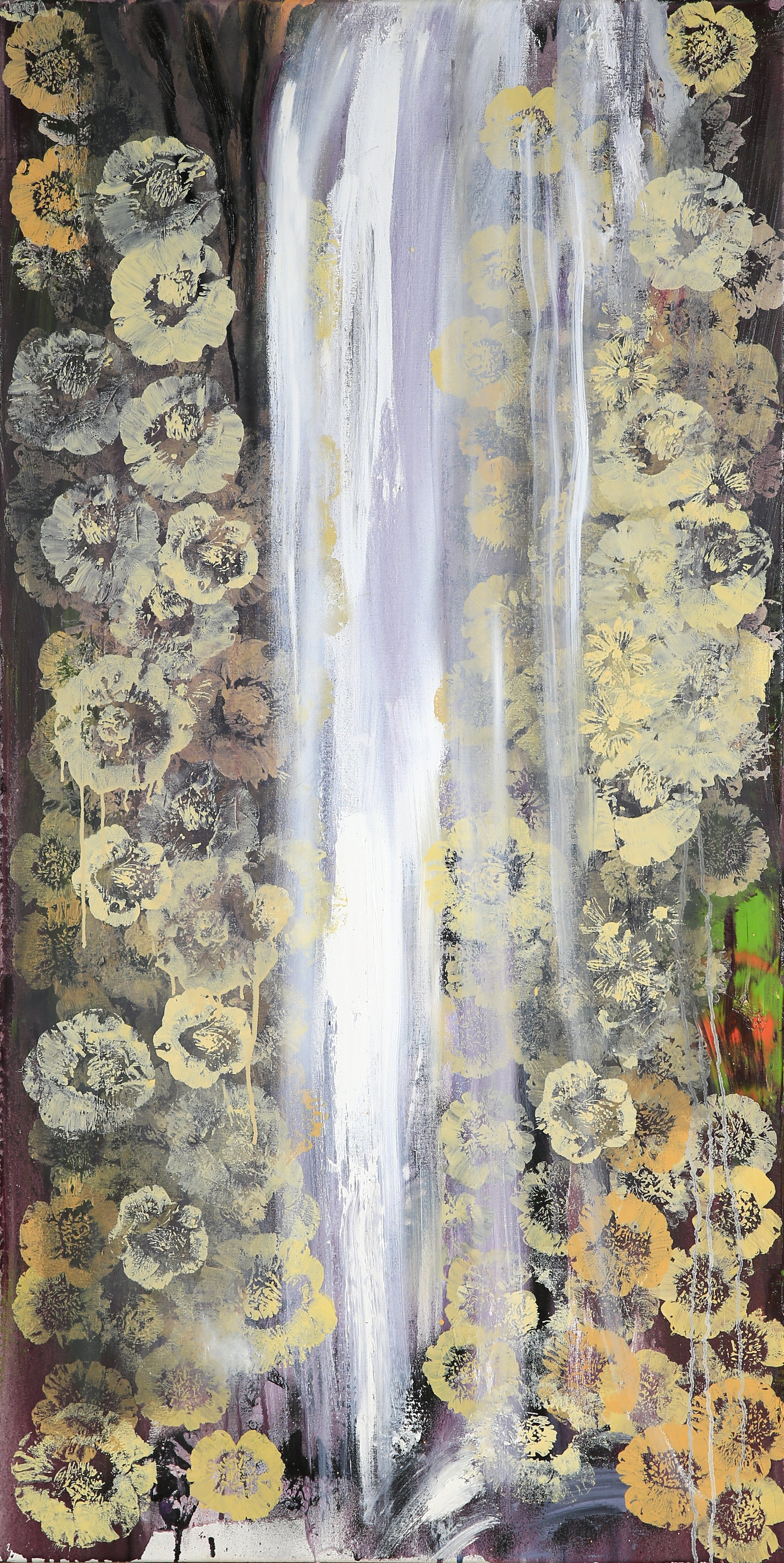 Lush new growth, oil and mixed media on canvas, 120x60cm