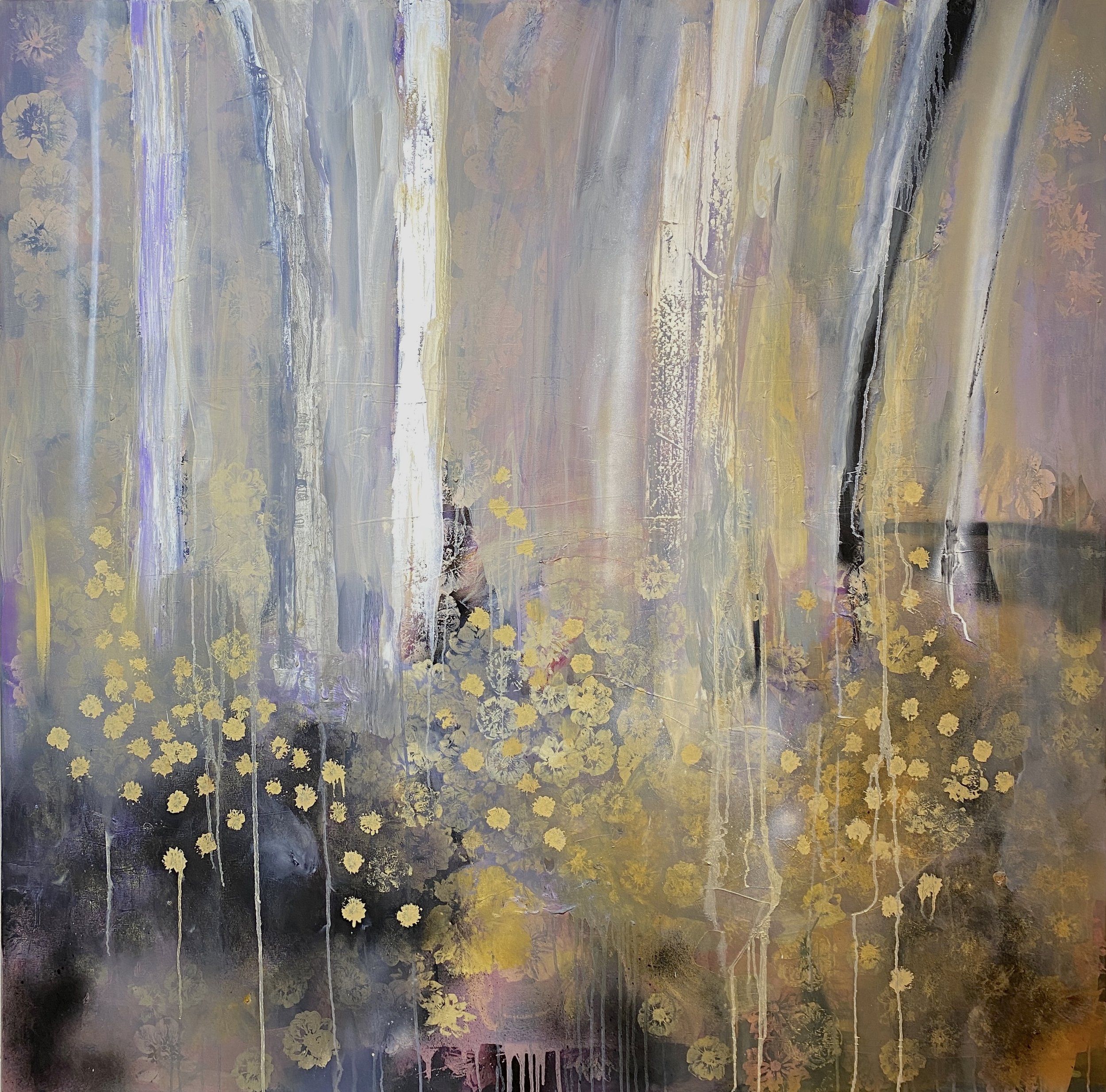 Smoke and mist, oil and mixed media on canvas, 150x150cm