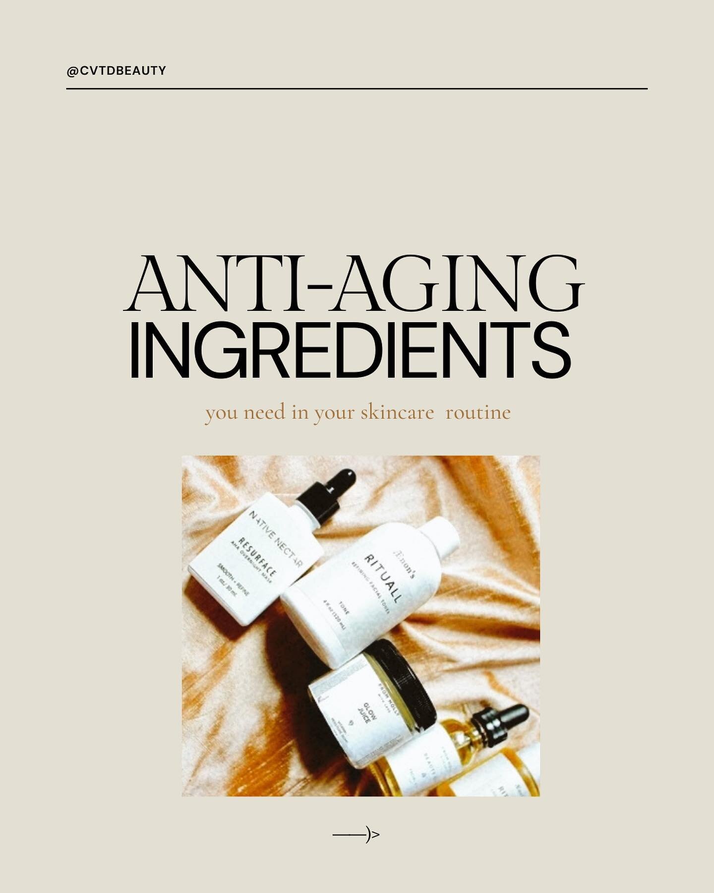 Highlighting some of our fave #antiaging skincare ingredients - antioxidants, AHAs &amp; co-enzyme Q10. ⠀
.⠀
If you&rsquo;re focused on managing the signs of aging, what ingredients do you look for?⠀
.⠀
What ingredients do you want to know more about