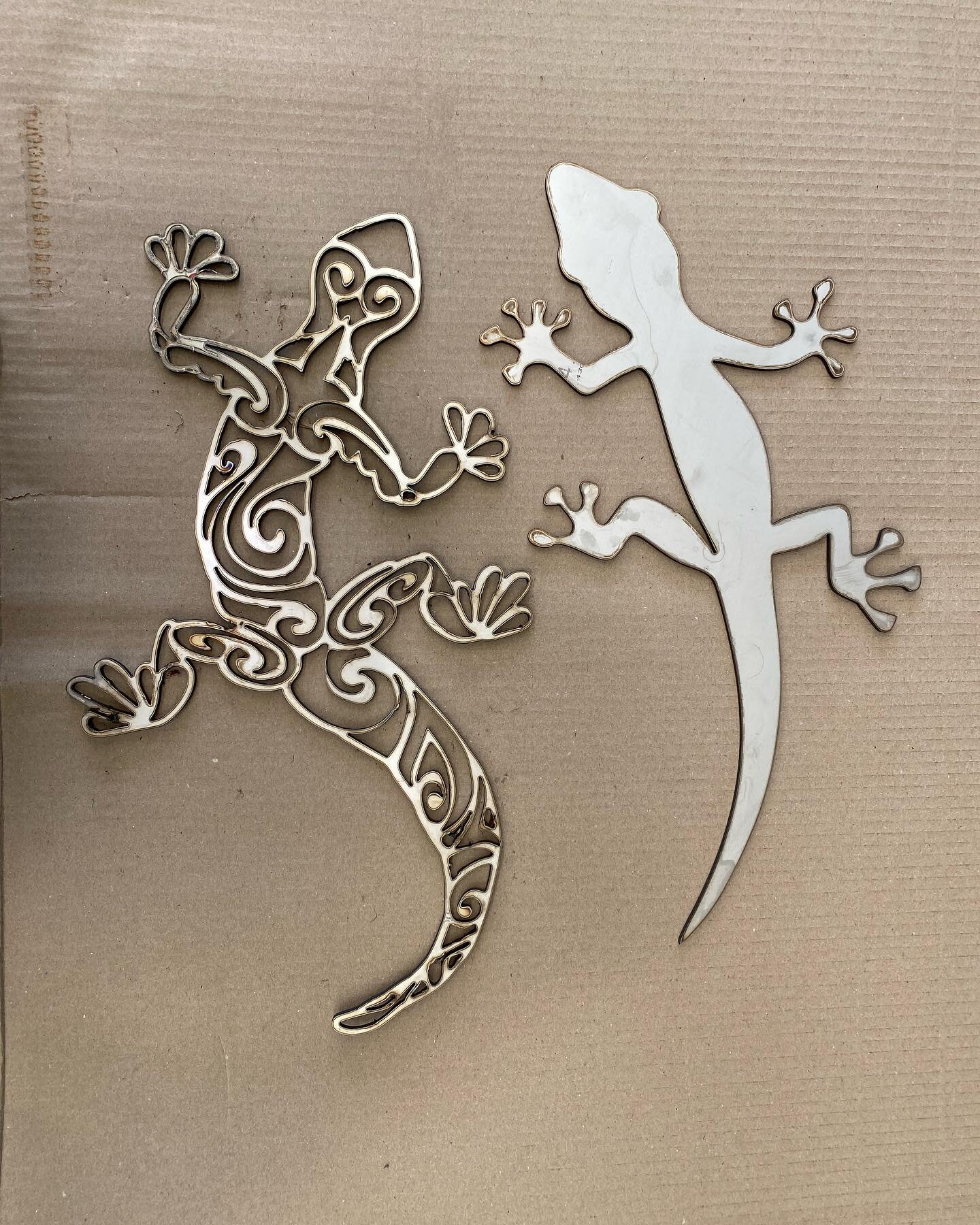 Trav&rsquo;s been busy on the CNC plasma cutting a couple of stainless steel intricate lizards for a local school landscaping project.  One more lizard left to cut.