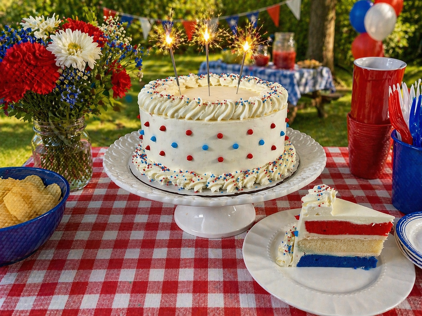 Red, White and Blue Celebration Cake