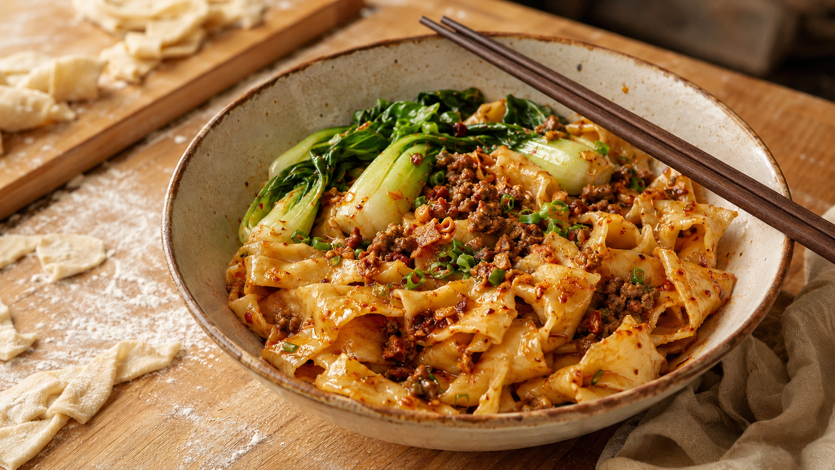 Handmade Chinees Noodles with Two Sauces