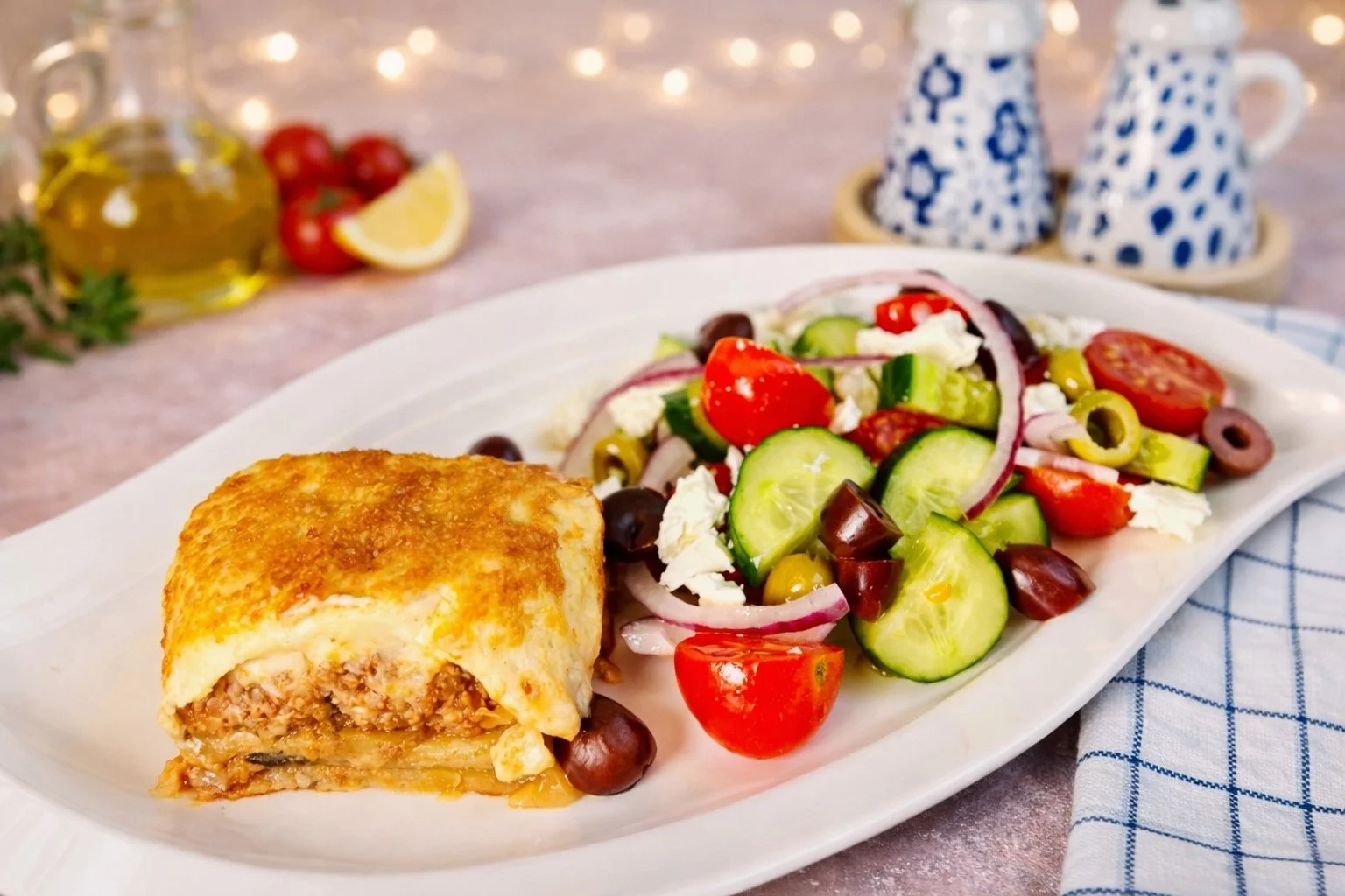 Moussaka &amp; Horiatiki (Greek Salad)