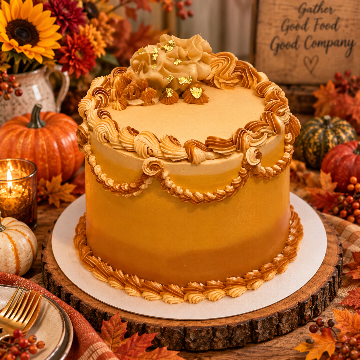 Pumpkin Spice Cake with Brown Butter Cream Cheese Frosting