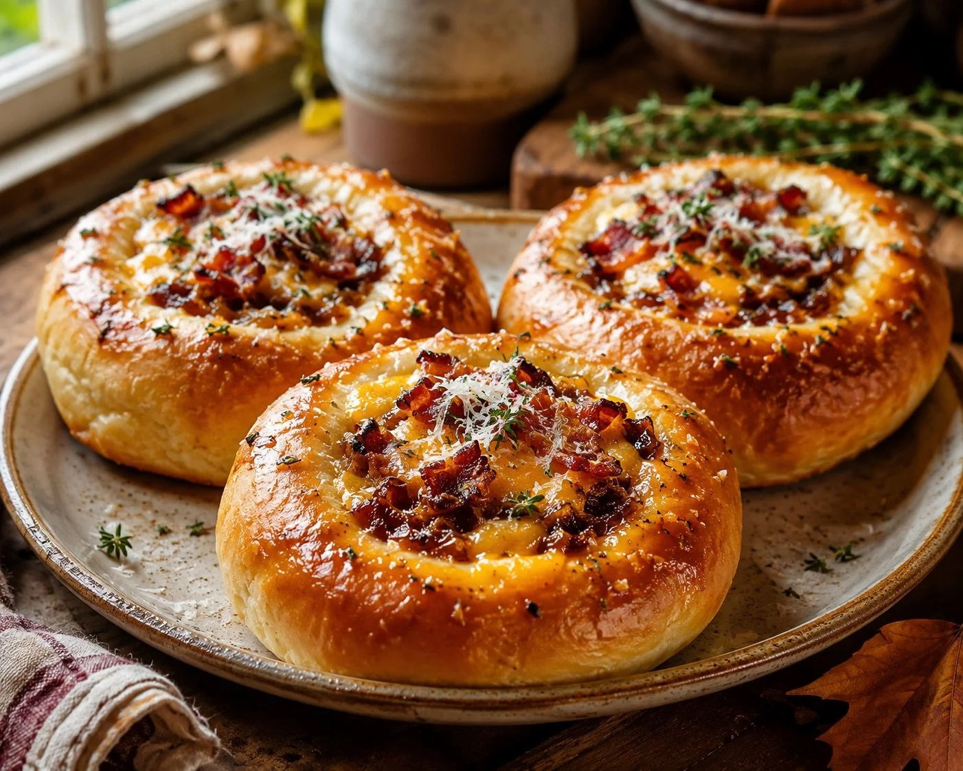 Bakery-Style Maple Bacon &amp; Cheddar Buns
