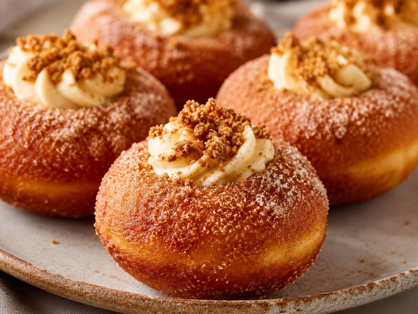 Pumpkin Cheesecake Doughnuts with Toasted Milk Crumble