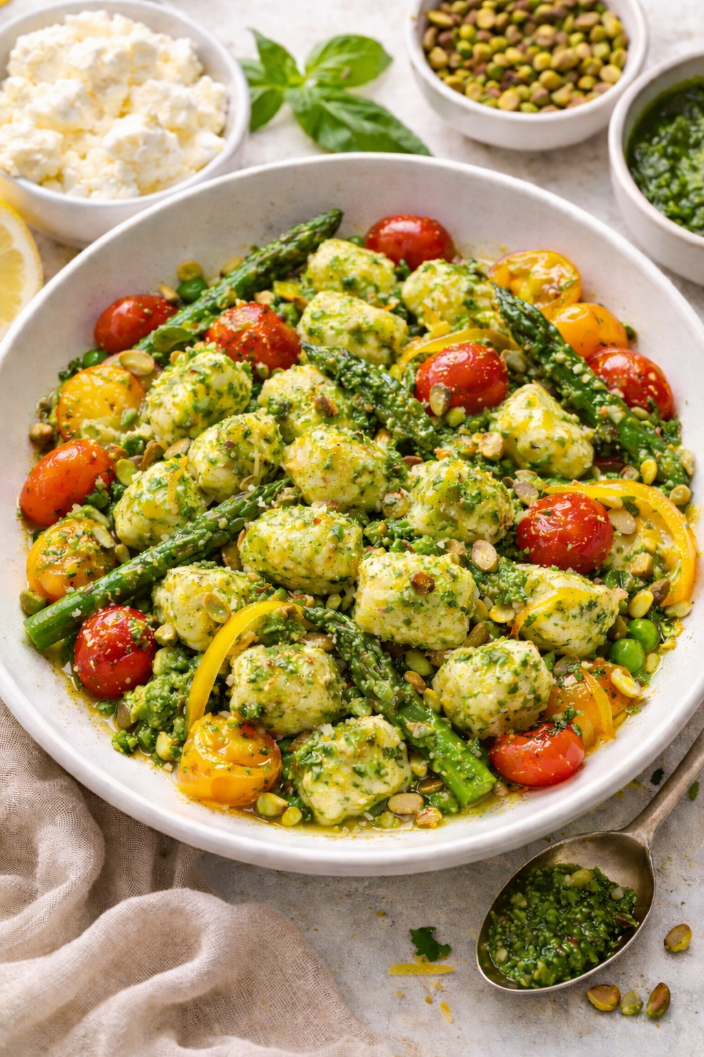 Handmade Gnocchi with Lemon Pistachio Pesto&nbsp;