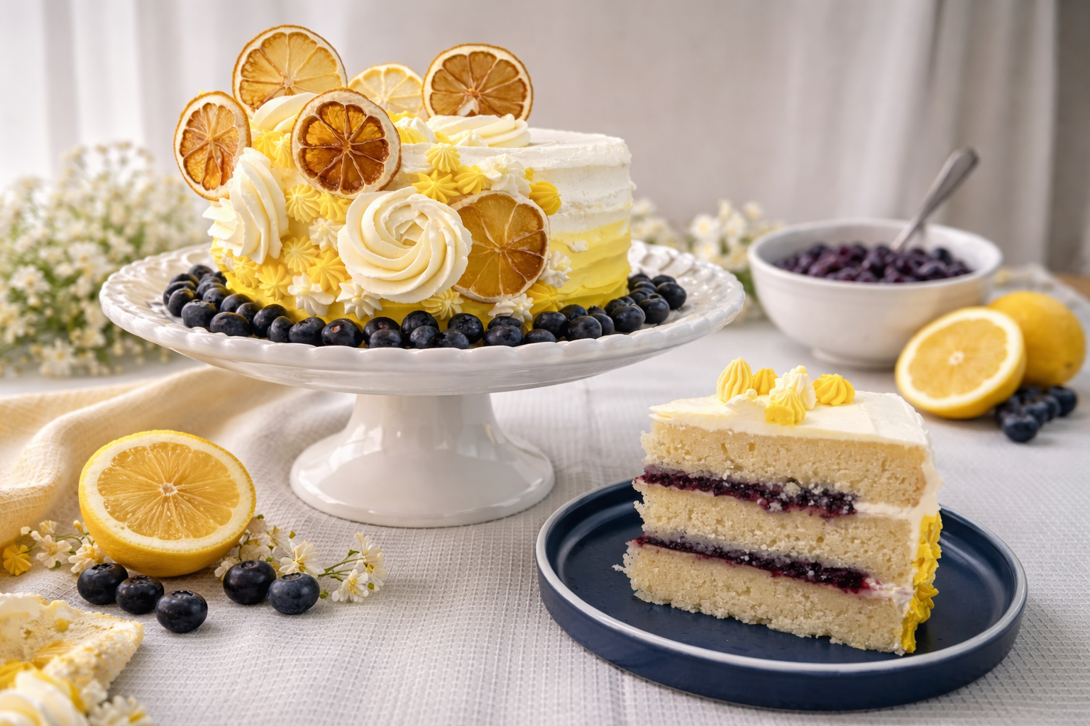 Sunny Lemon Blueberry Cake