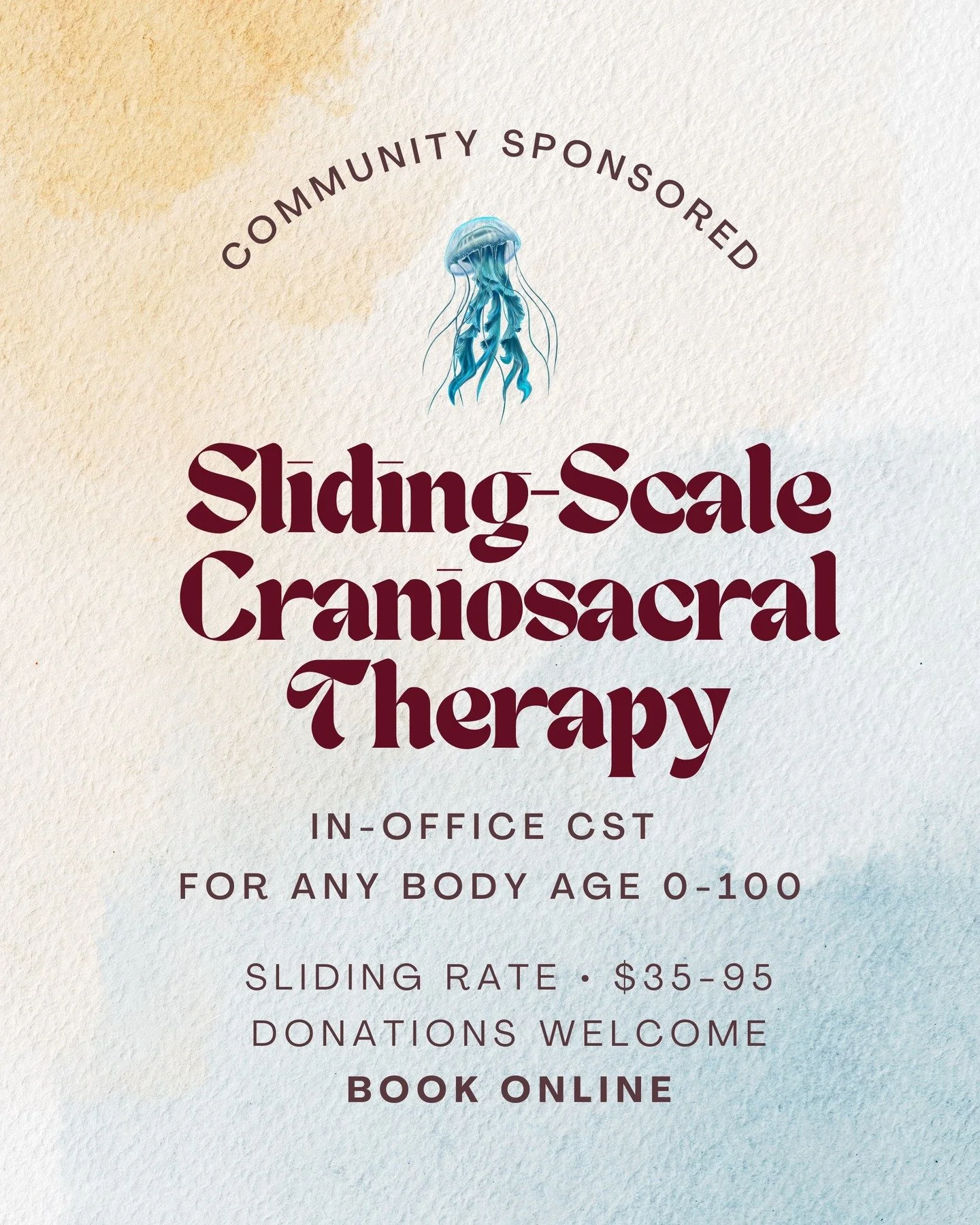 Pay what you can sessions are here! 
When I first began learning CST, I offered free sessions once a week to our community and was overwhelmed (in a good way!) by the number of families who accessed care. 
And while there are free monthly clinics i