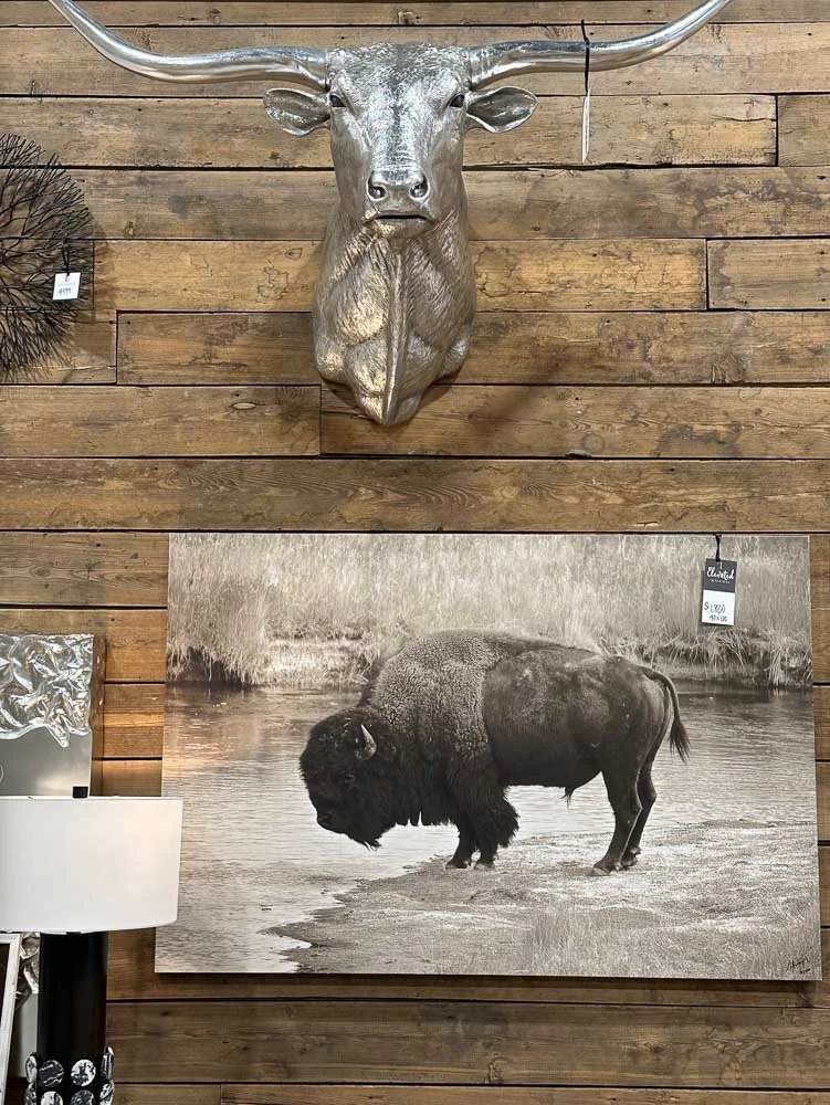 Gibbon River Bison • Yellowstone National Park, Wyoming • 40 × 60 inches • Canvas Wrap • #1/500 Limited Edition Canvas Series

A solitary bison stands along the Gibbon River, captured in warm vintage sepia tones—a timeless portrait of the American We