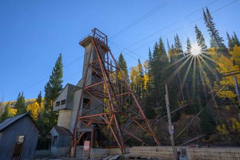 Thaynes Mine
(DSC1429)
Park City, Utah
Built by the Silver King Mining Company in 1937, the Thaynes Shaft descended roughly 1,800 feet and connected with the Spiro Tunnel in 1939. Although the hoped-for rich new ore bodies never materialized, the min