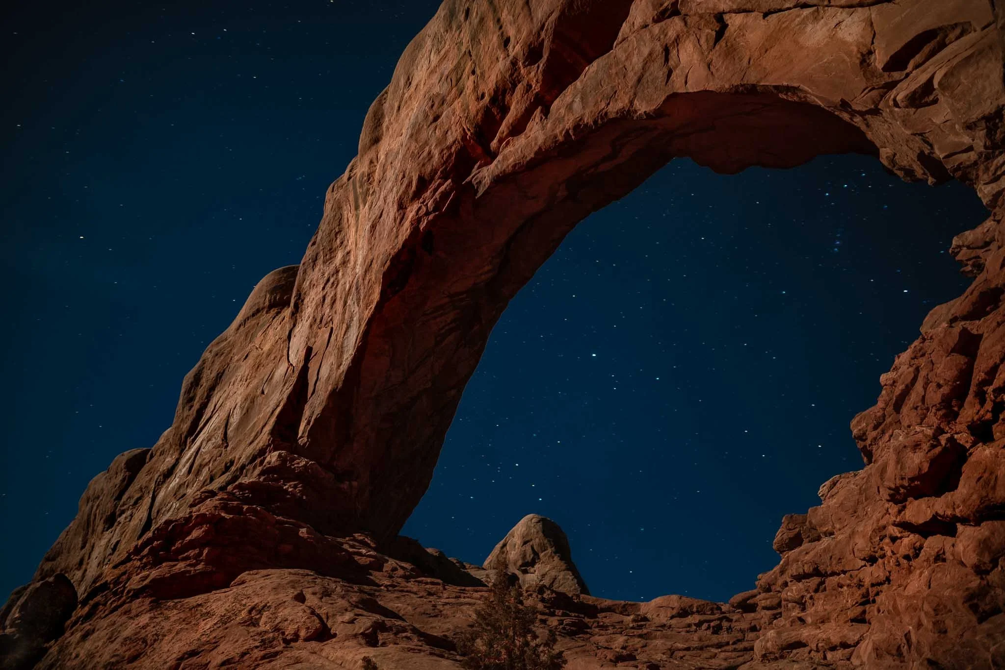 North Arch • Arches National Park — Moab, North Arch, Arches N.P. Utah • Image #DSC0995 • Another nighttime pilgrimage beneath the heavens to photograph one of nature’s great masterpieces, North Arch,  standing timeless beneath the vastness of the un