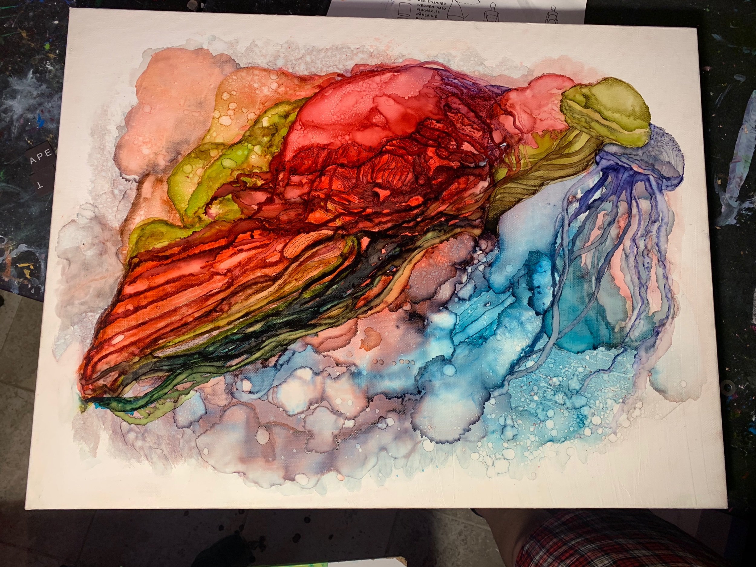 commission for jellyfish ink painting