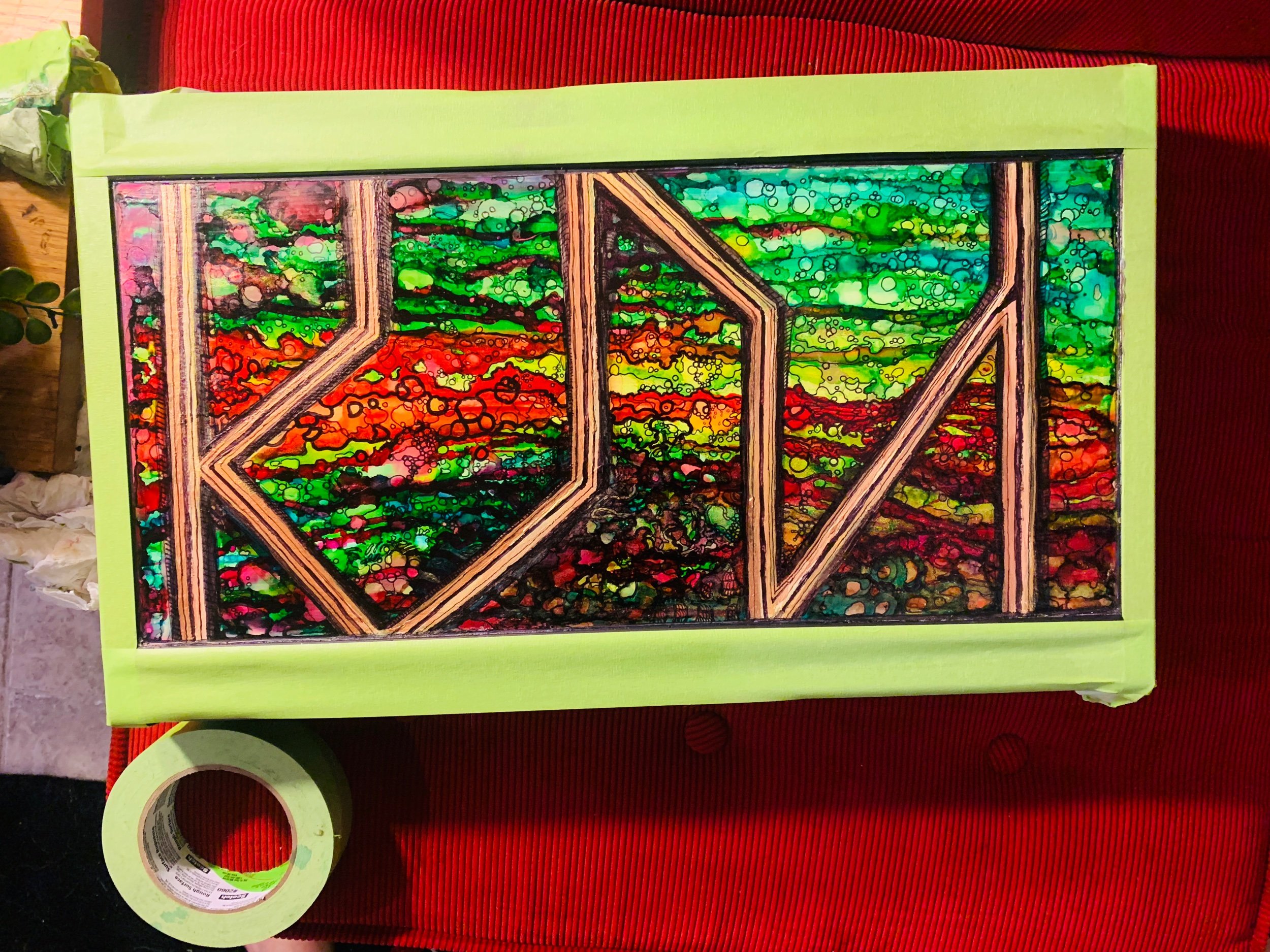 commission for custom eurorack case logo "kin" design, ink & resin