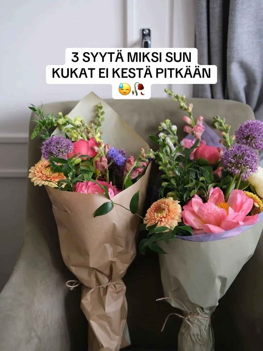 3 syyt&auml; miksi sun kukat ei kest&auml; pitk&auml;&auml;n ❌🥀

Teitk&ouml; joku n&auml;ist&auml; virheista?

#studiofr&ouml; #kukat #floristi #kukkakimppu #sustainablefloristry
