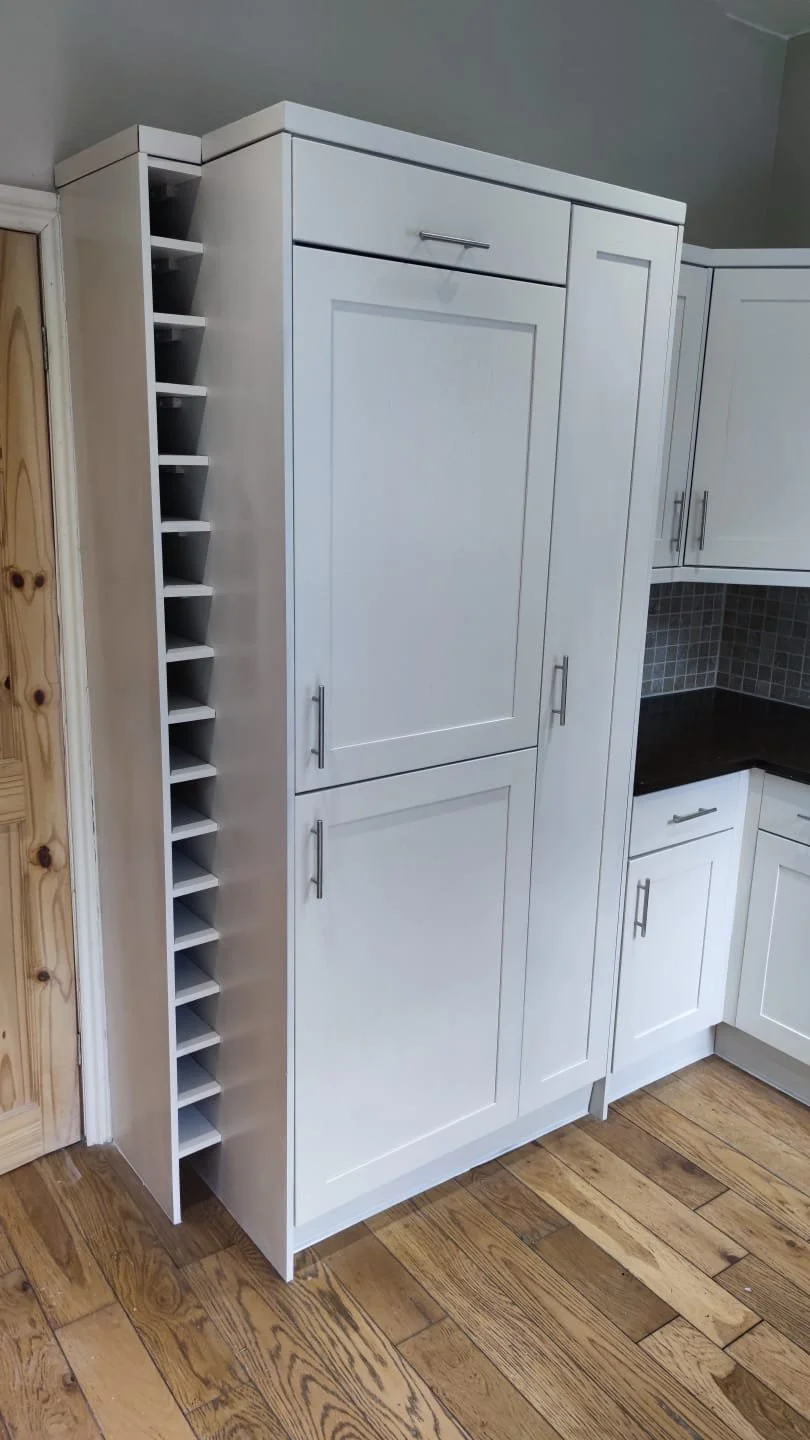 This customer wanted to brighten up their modest size kitchen. By coating their kitchen in RAL 9001, an ever so slightly cream white, we achieved a brand new bright modern look for their home.