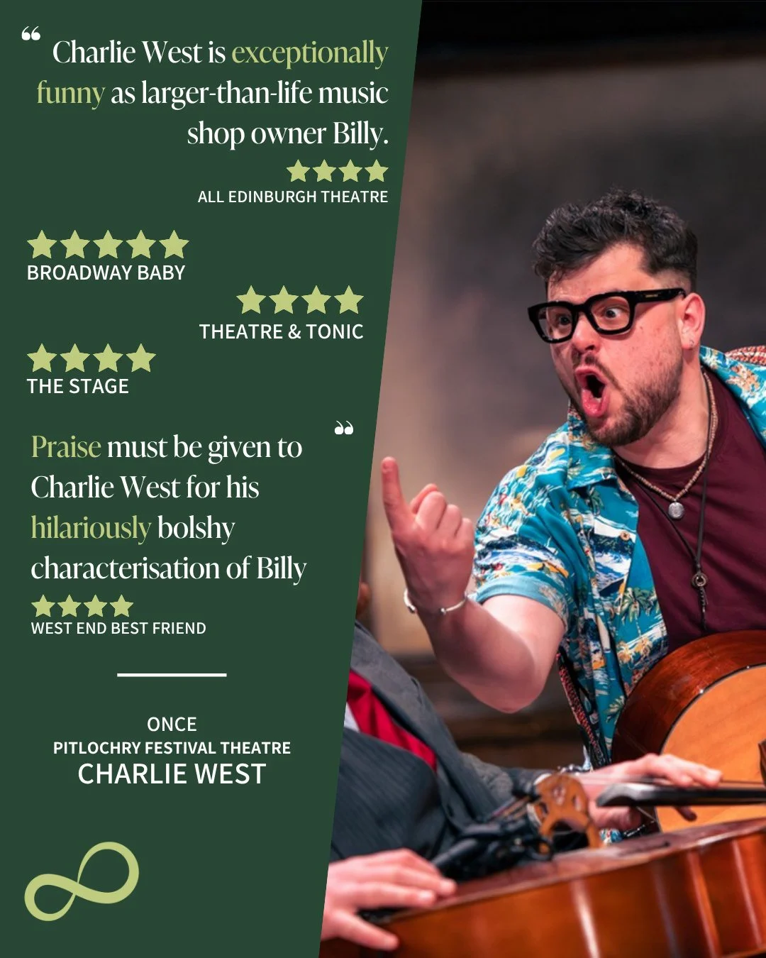 Check out these fantastic reviews for out amazing Charlie West (@charlie_west98 ) who is currently part of the incredible cast of Once at Pitlochry Festival Theatre (@pitlochryft ) 🎸🇮🇪⁠
⁠
Catch it while you can!⁠
⁠
📸 Tommy Ga-Ken Wan (@tgkwan )