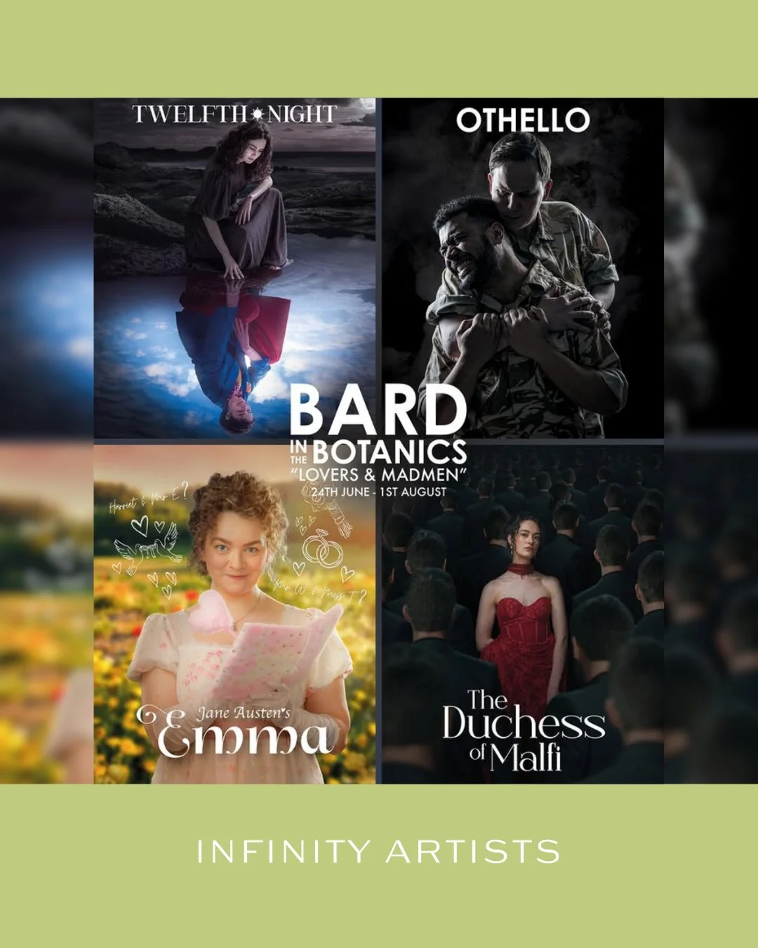 Bard in the Botanics (@bardbotanics ) is back and stars some of our exceptional clients:⁠
⁠
Rebecca Robin (@beccarobindunn ) as the Duchess of Malfi (The Duchess of Malfi) &amp; Viola (Twelfth Night)⁠
James Boal as Sir Toby Belch (Twelfth Night) &amp