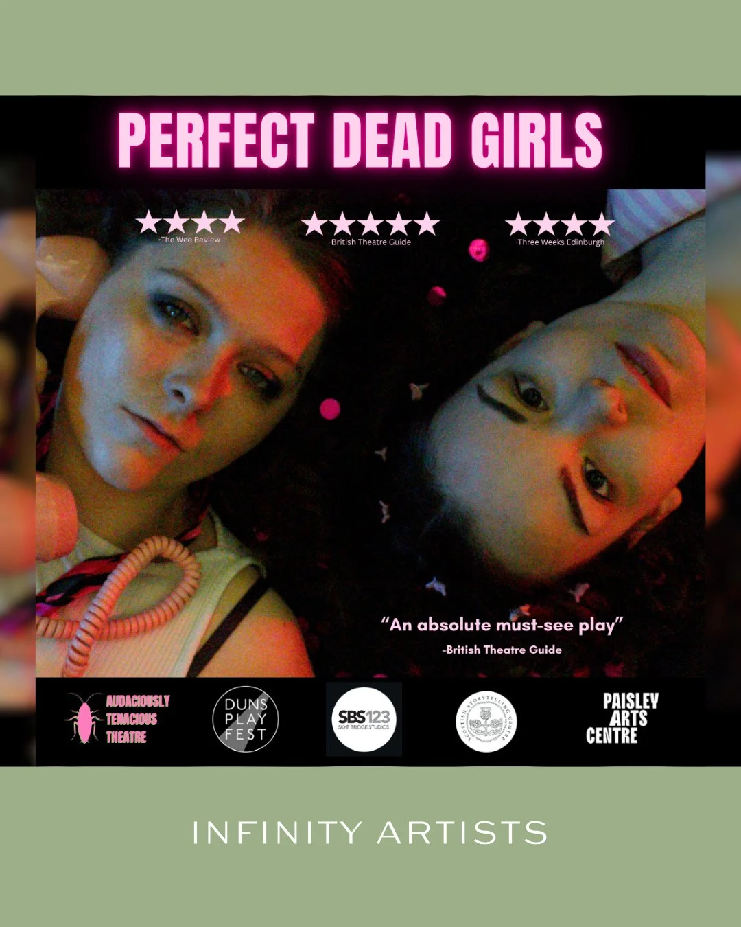 Our excellent client Chelsea Grace (@xfaceofchelseagrace ) will be staring in Perfect Dead Girls this week at the Scottish Storytelling Centre (@scottishstorytellingcentre ) on 29 May ✨️🪦⁠
⁠
You can also catch it at the Paisley Arts Centre (@paisley