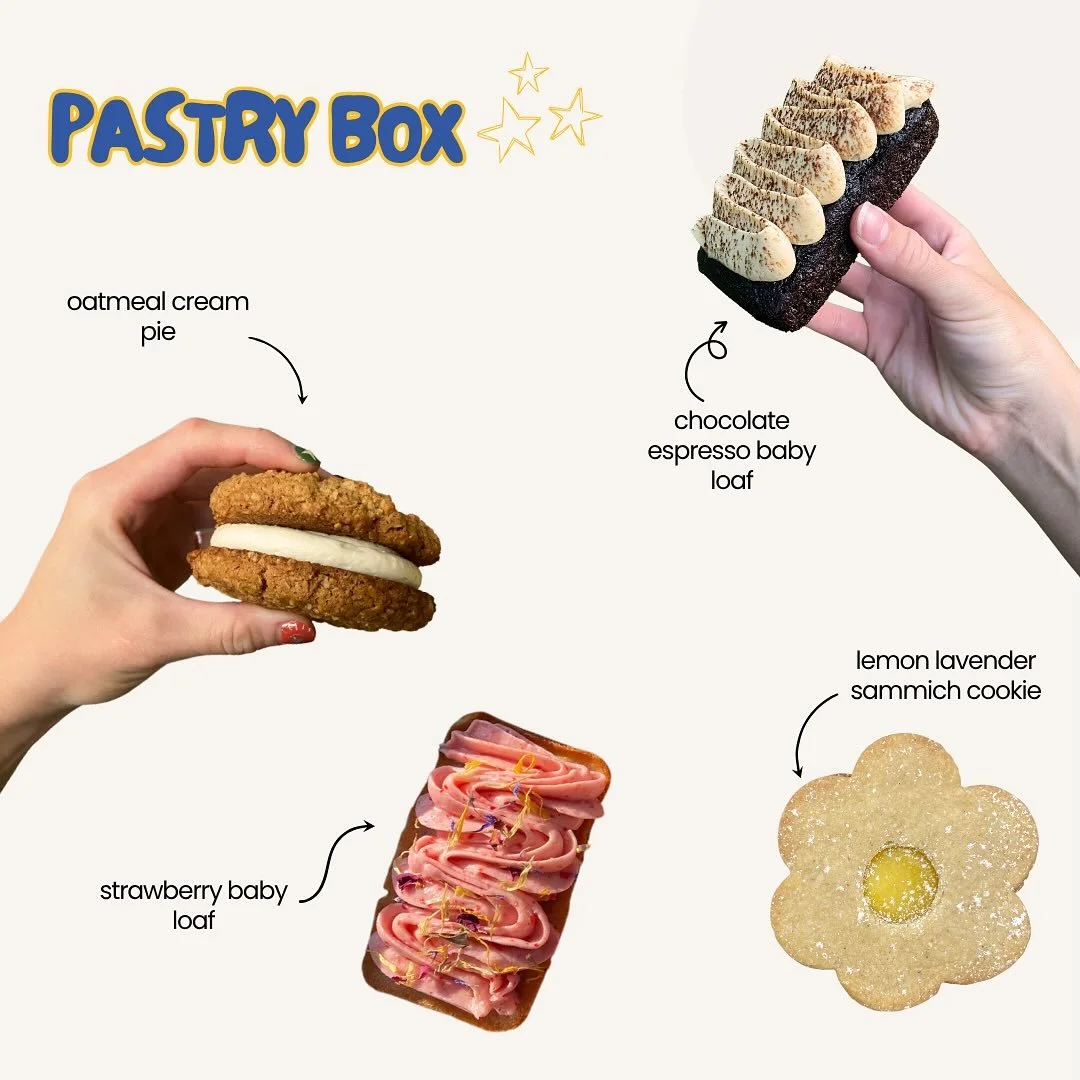HI FRIENDS! In lieu of markets this week, I&rsquo;m taking pastry box orders for pickup THIS SATURDAY at @sidetrackcoffee (thank you sweet friends).
I have variety boxes (pictured on the first slide) and kouign amann boxes (literally the perfect past