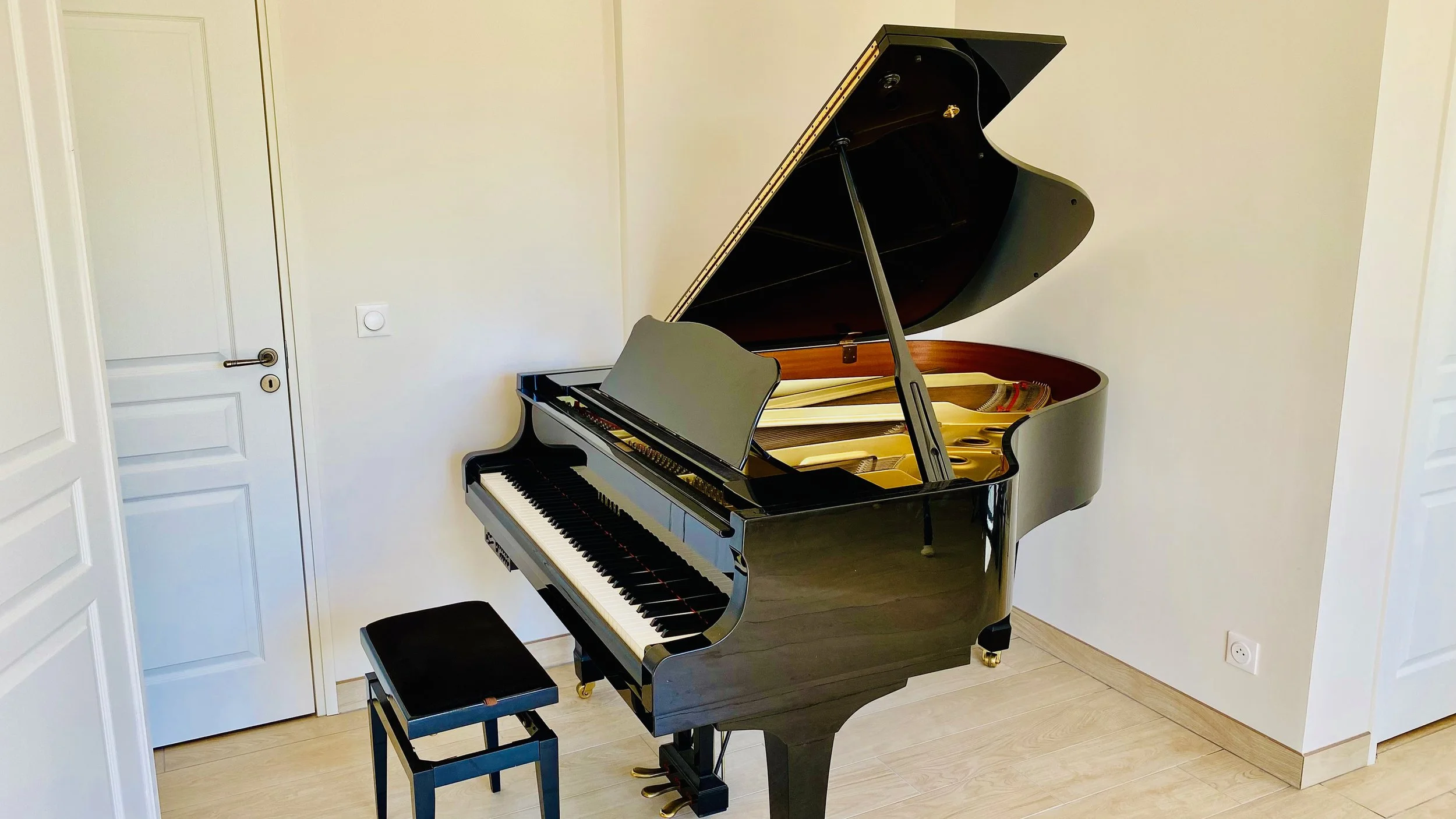 Music room with grand piano inside Villa Magali Arles Provence villa