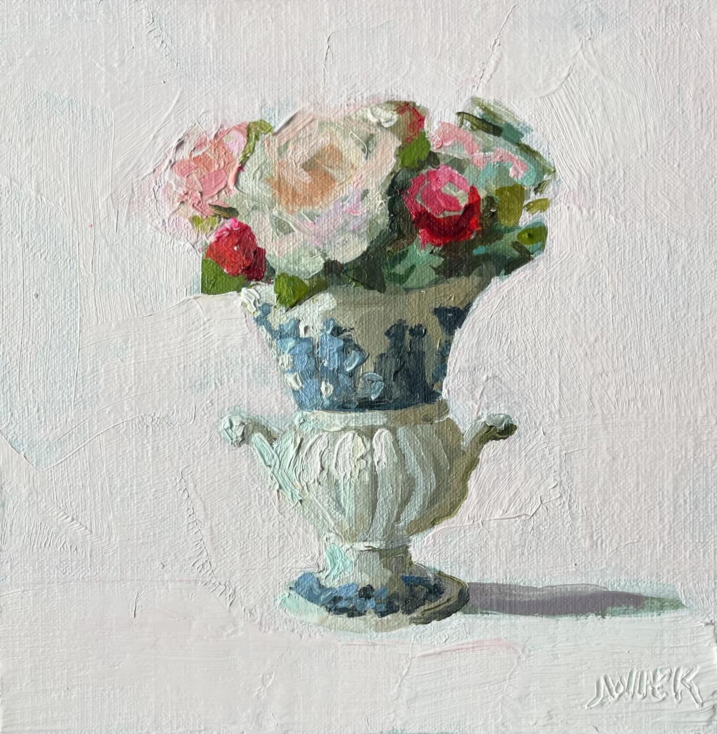 🌸🩵🌸 Happy May Day!  And Wedgwood Wednesday!  And Mother&rsquo;s Day just around the corner!  This 8&rdquo; x 8&rdquo; oil on linen is framed and available.  Will post a framed pic in stories shortly.

I love these little Wedgwood urns.  If you&rsq
