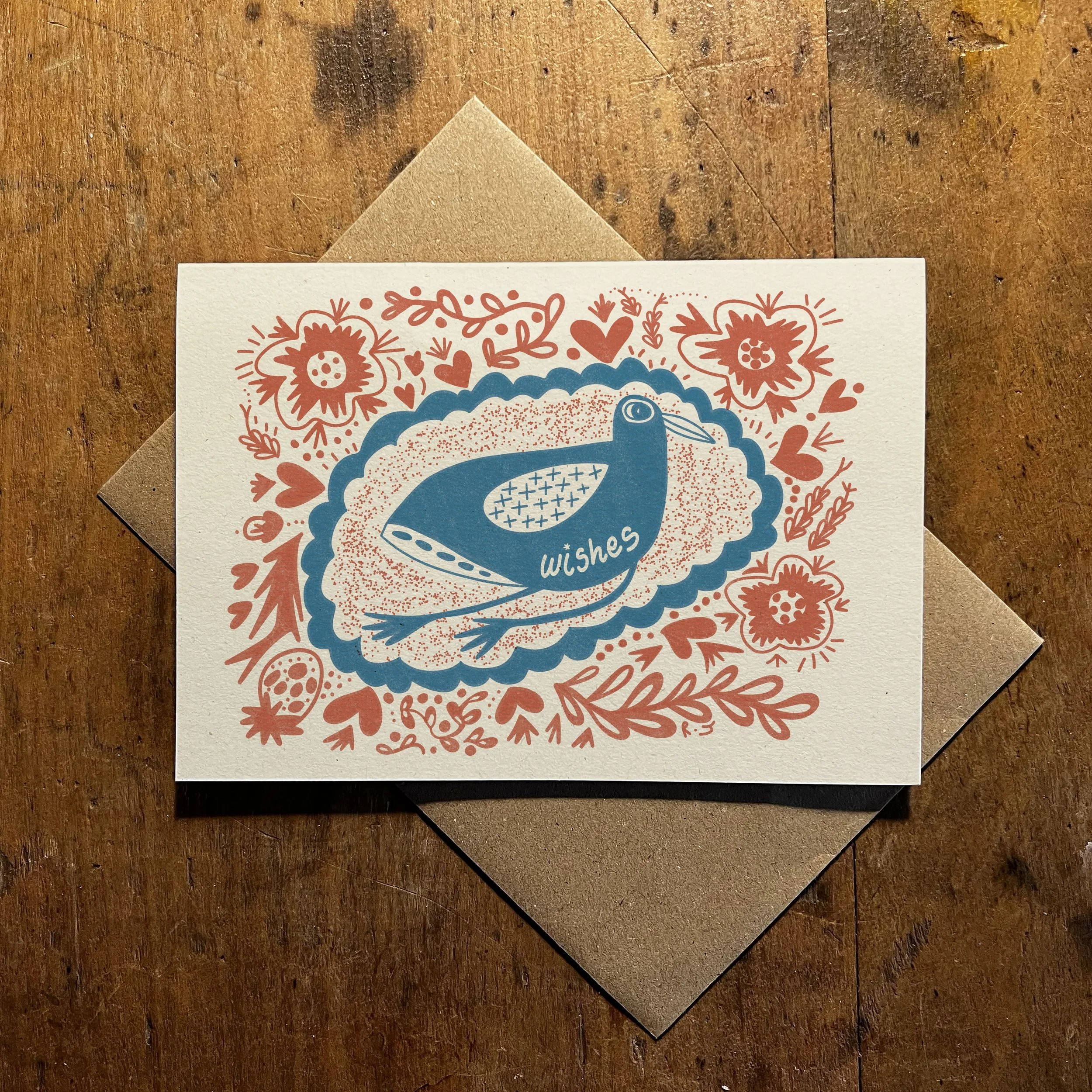 Wishes Bird A6 Greetings Card