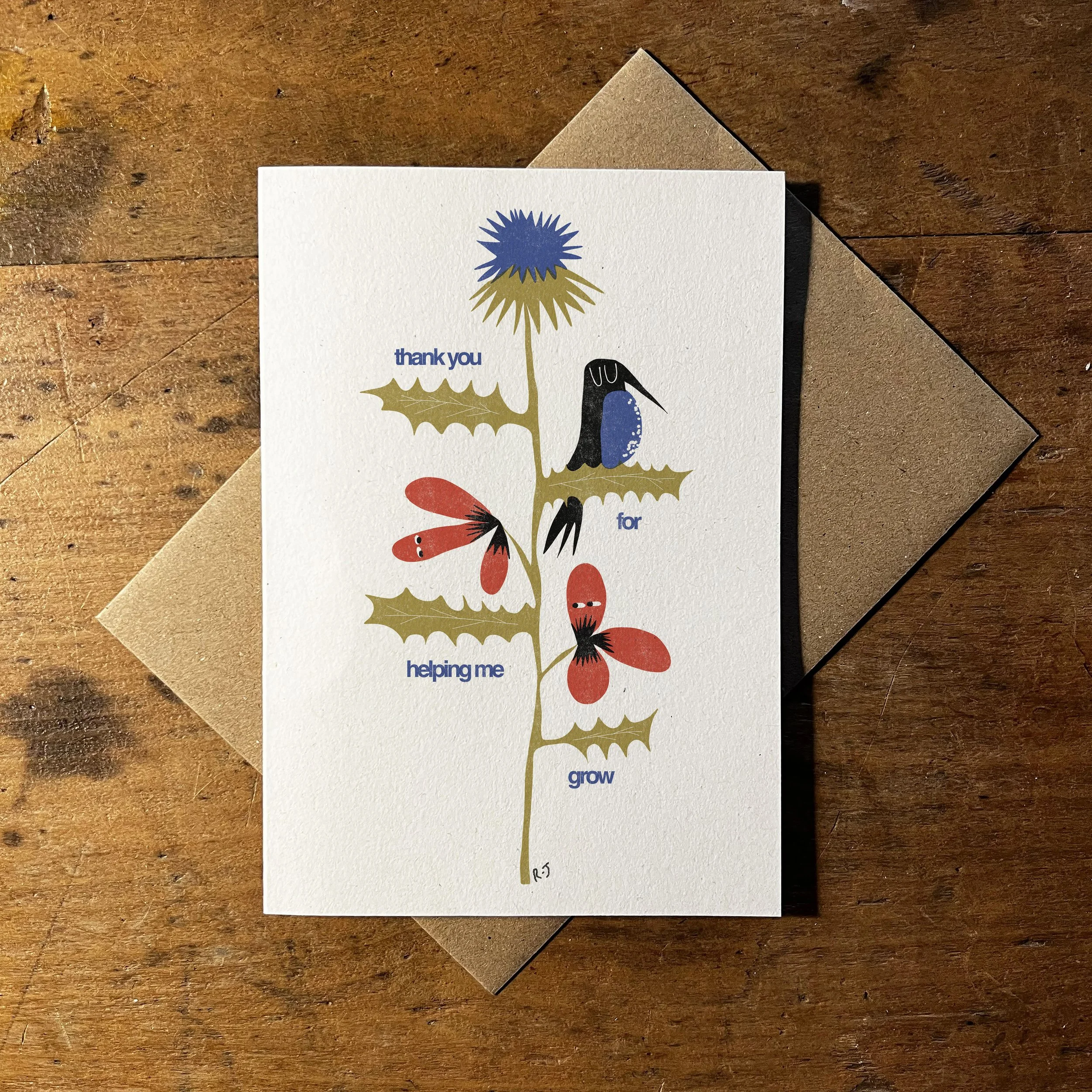 'Thank you for helping me grow' Greetings Card
