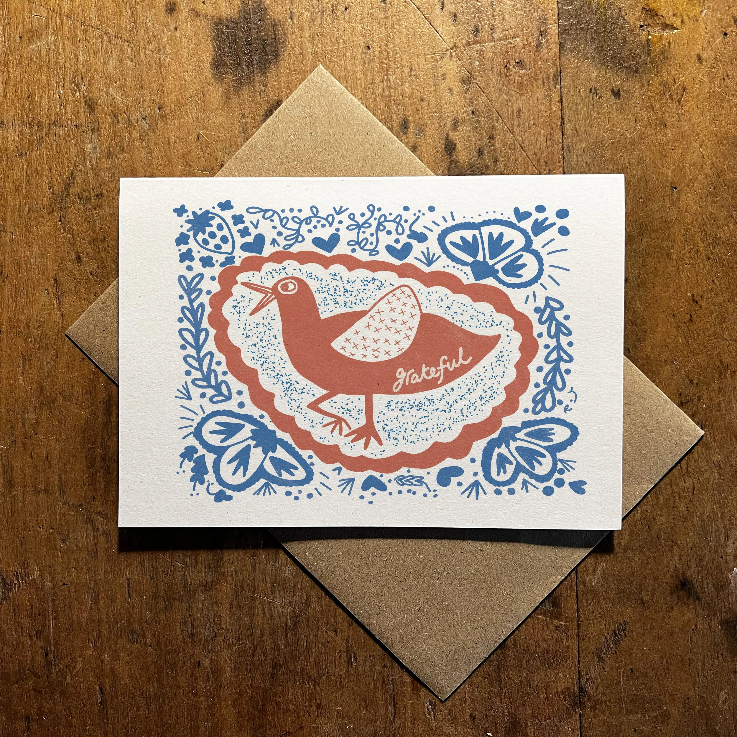 Grateful Bird A6 Greetings Card
