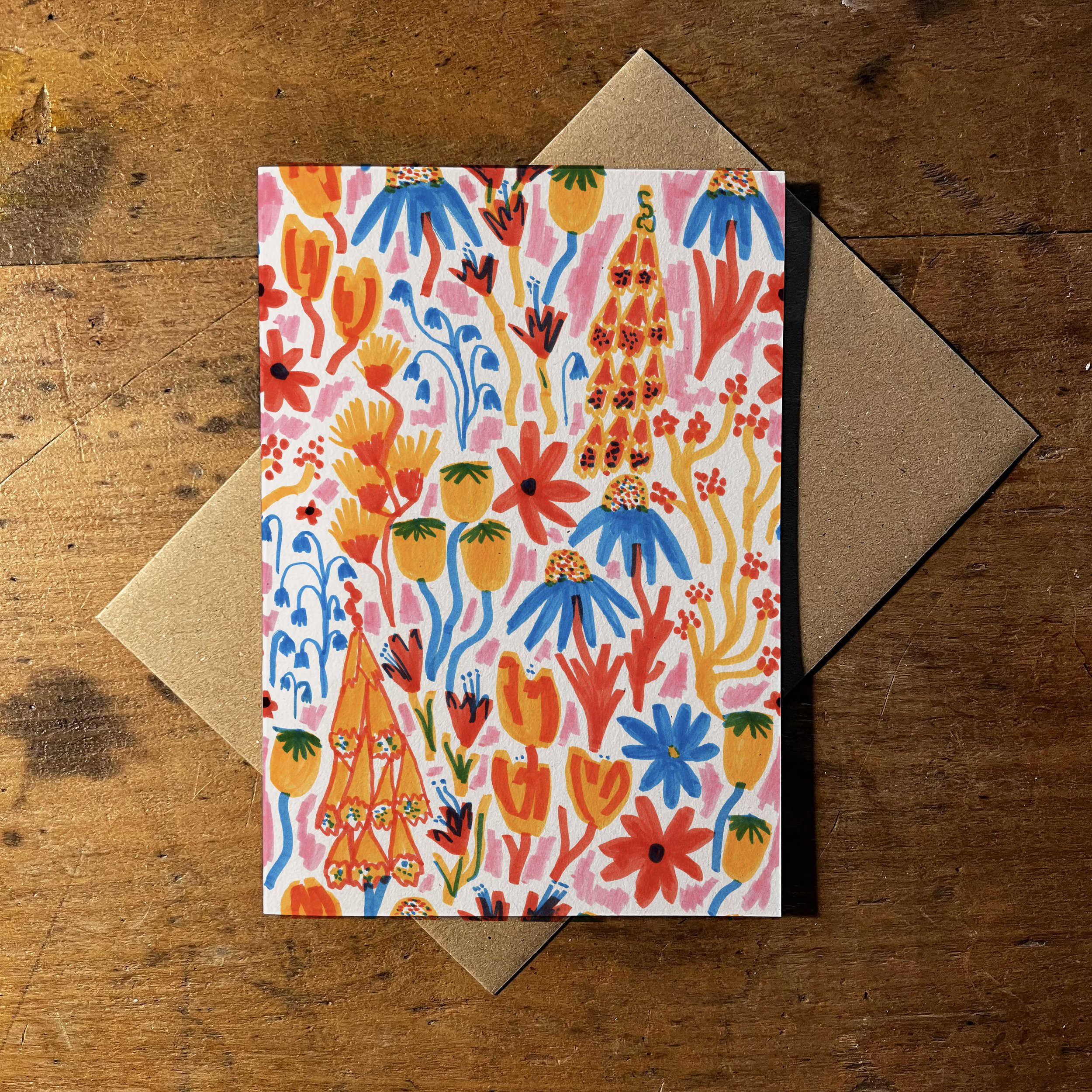Garden Wildflowers A6 Greetings Card