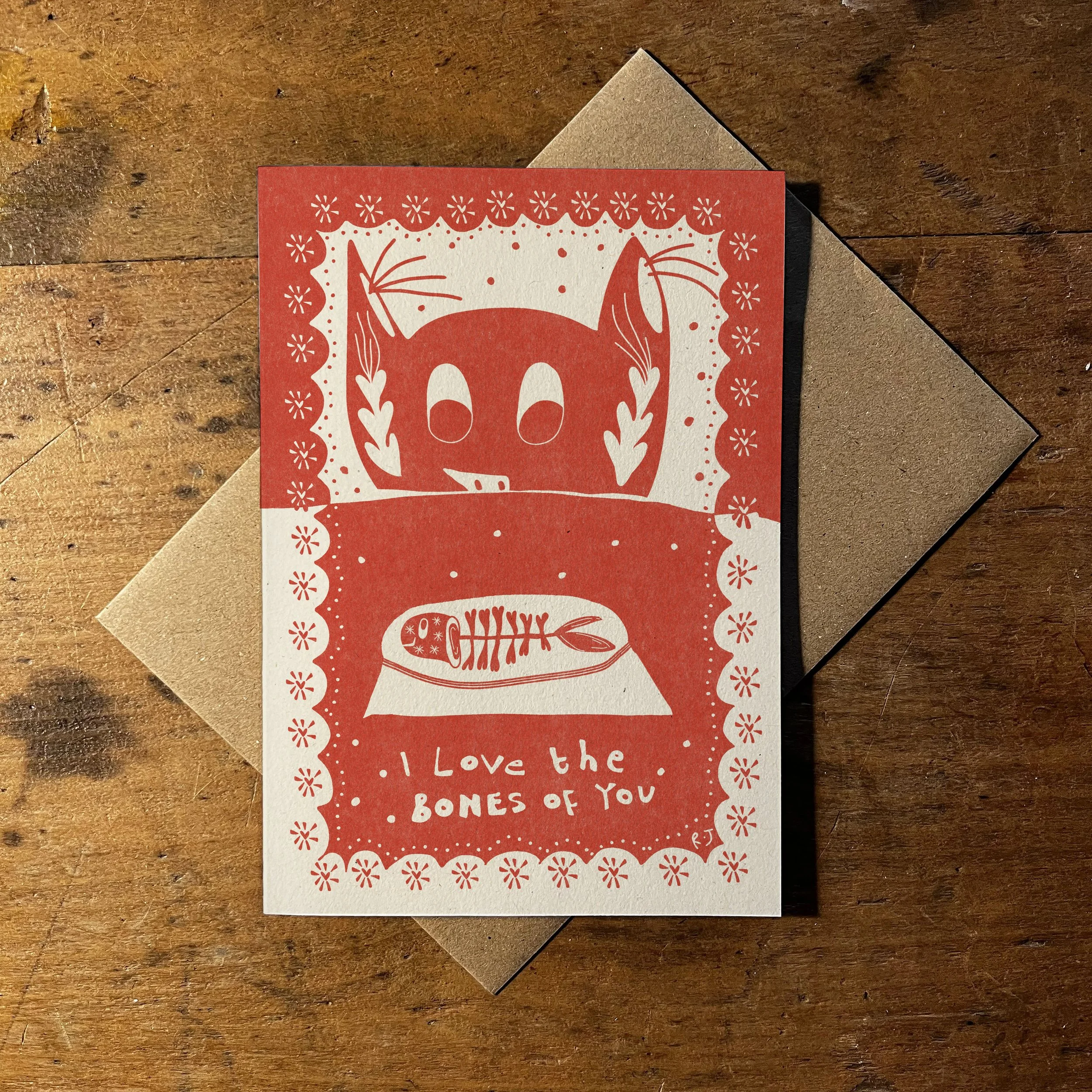 'I Love The Bones Of You' A6 Greetings Card