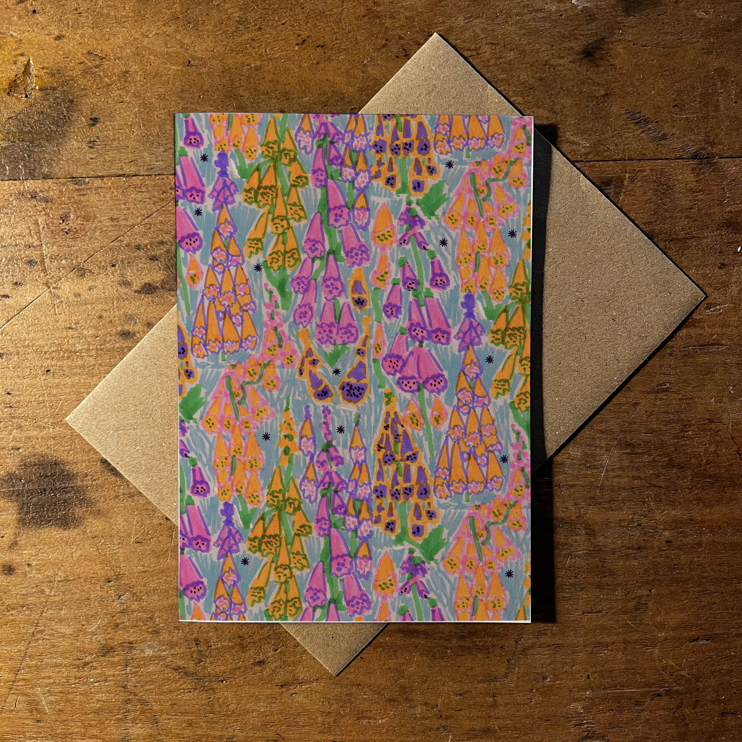 'Foxgloves' A6 Greetings Card