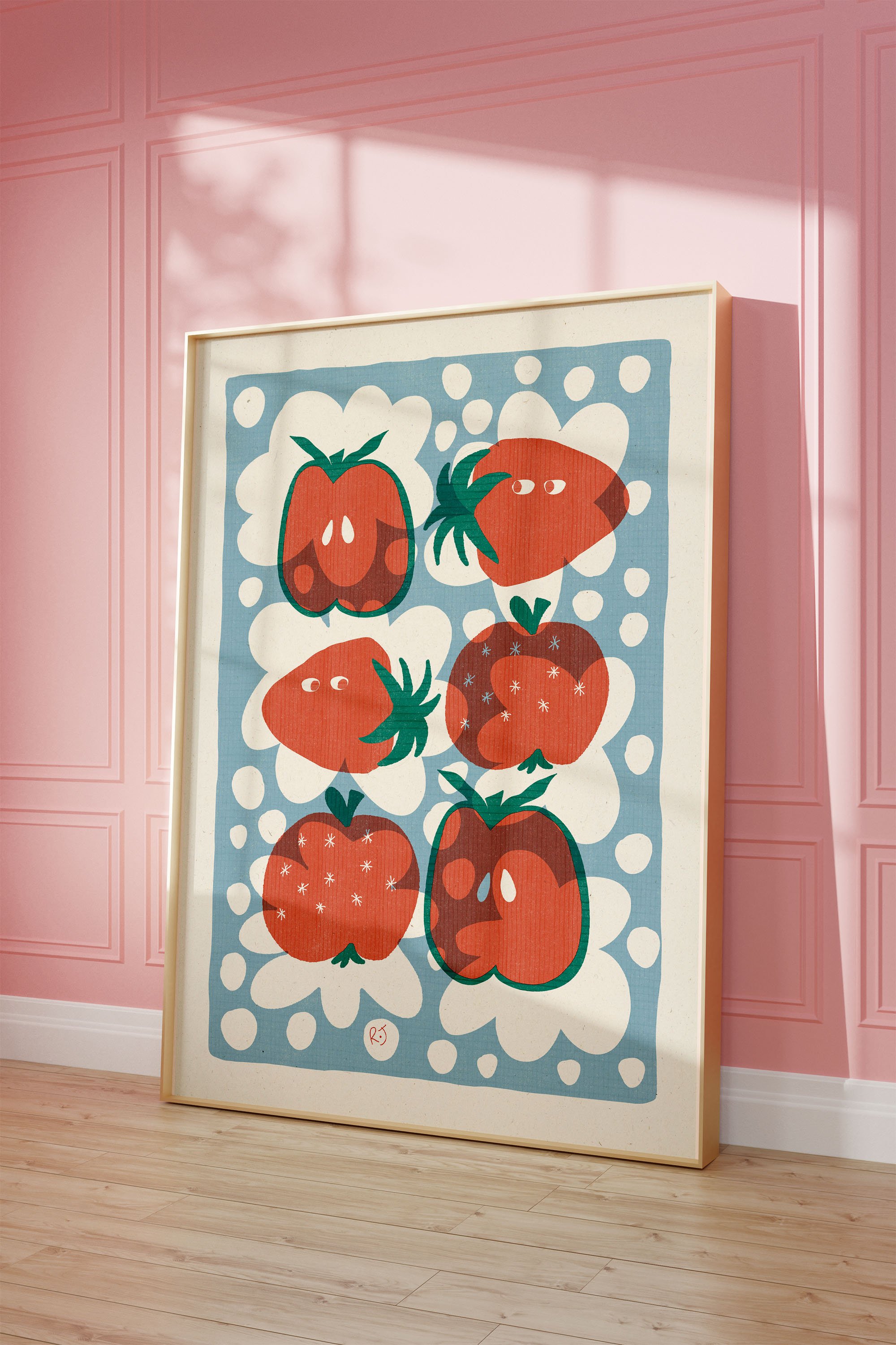 rebecca joy print strawberry fruit kitchen