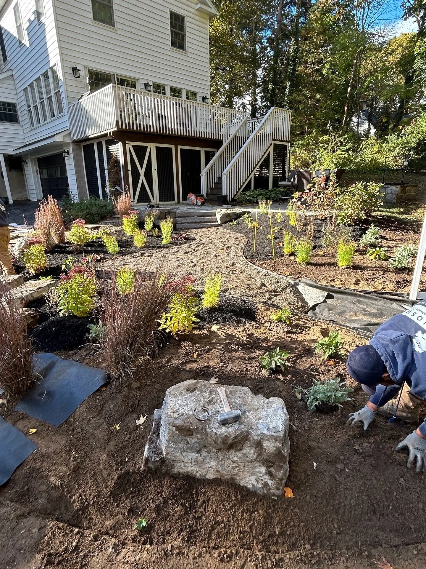 In progress! A professional landscape design adds beauty, character, and value to your home.  We work closely with every client to design and install a landscape that fits their unique style.