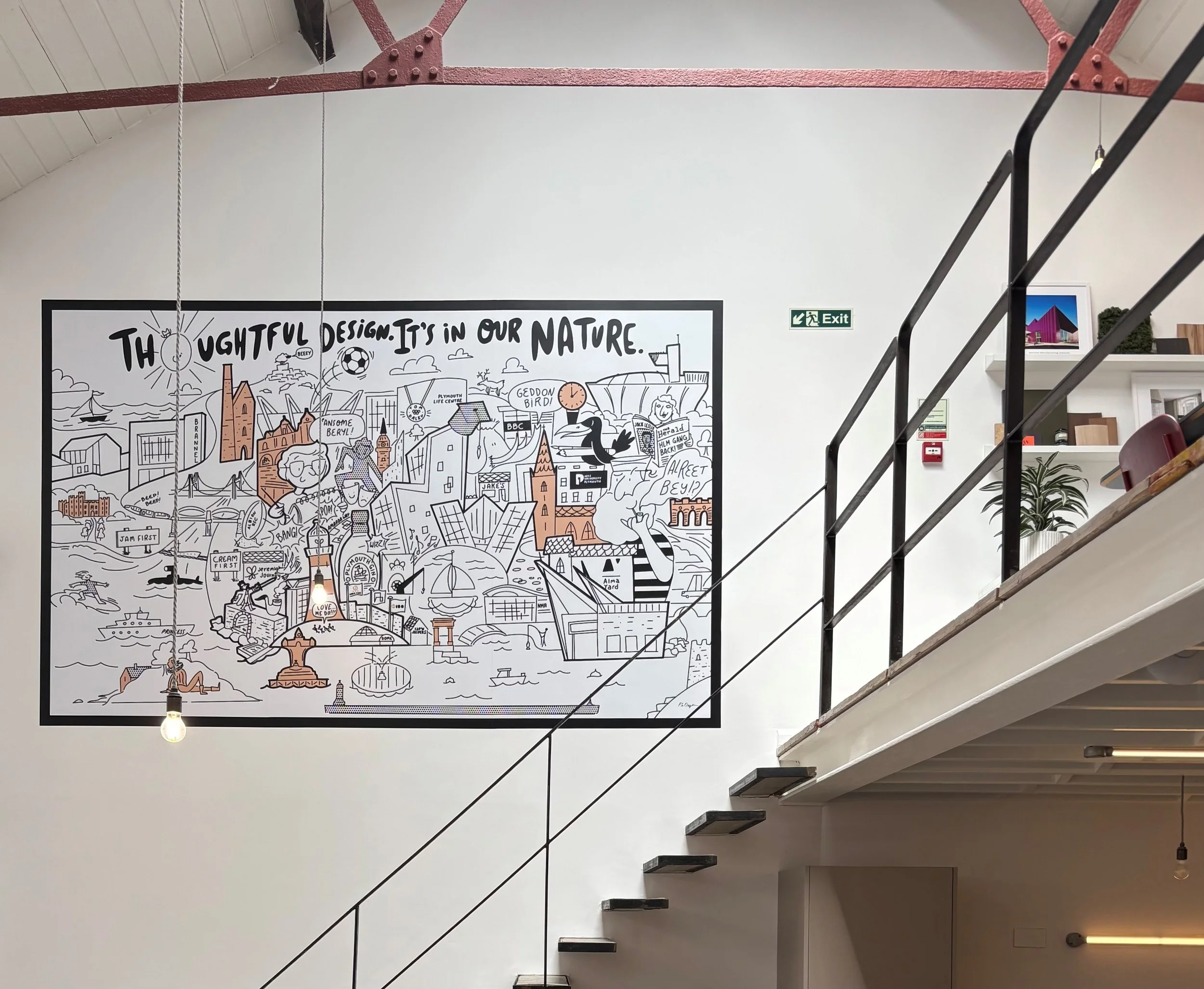 @hlmarchitects in Plymouth. How lucky are we to work in such an inspiring space at @alma_yard, now made even more special with our very own bespoke wall art, created by the hugely talented @peteclayton.

This piece means so much to us. Not only does 