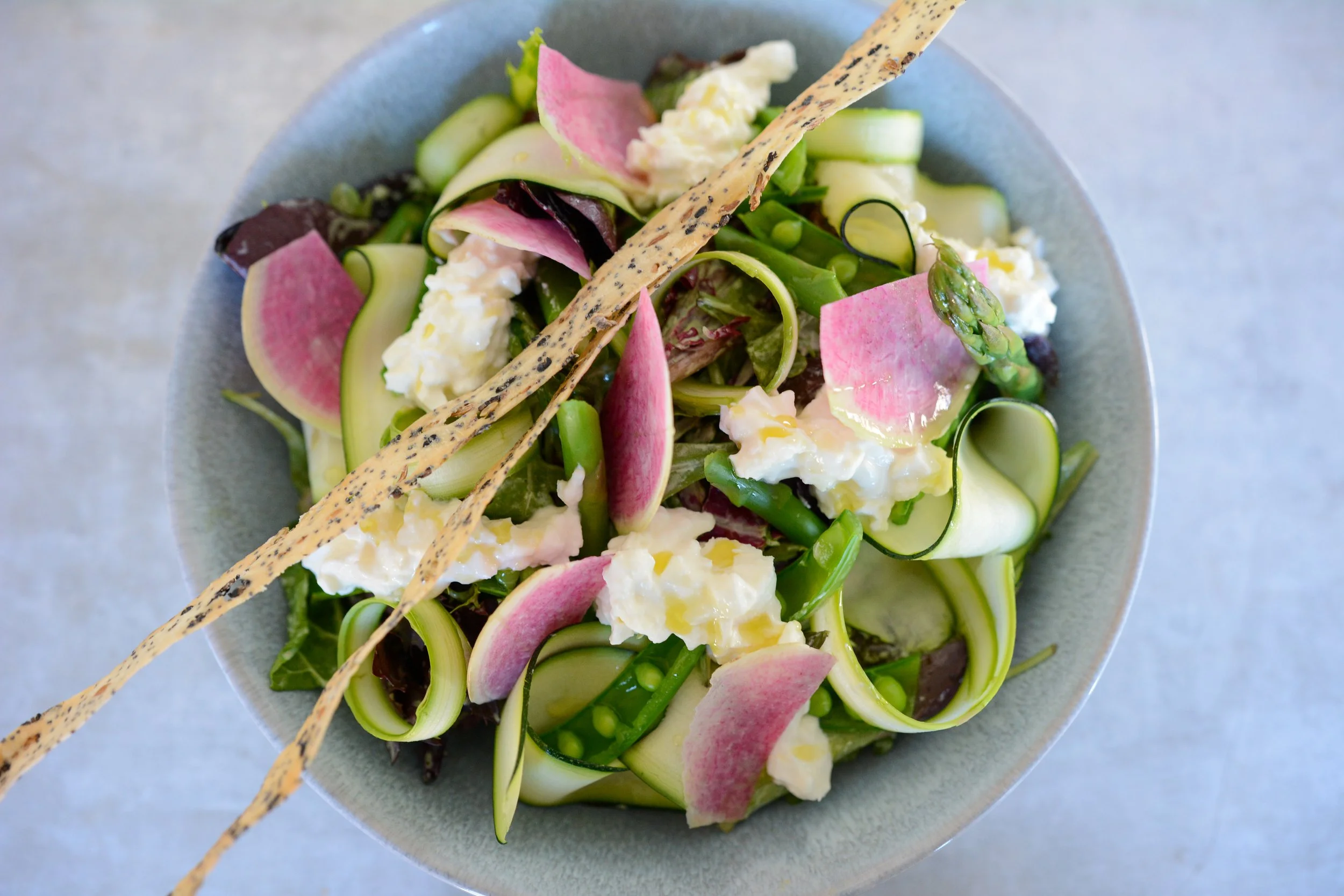 Summer Vegetable Salad with Stracciatella cheese