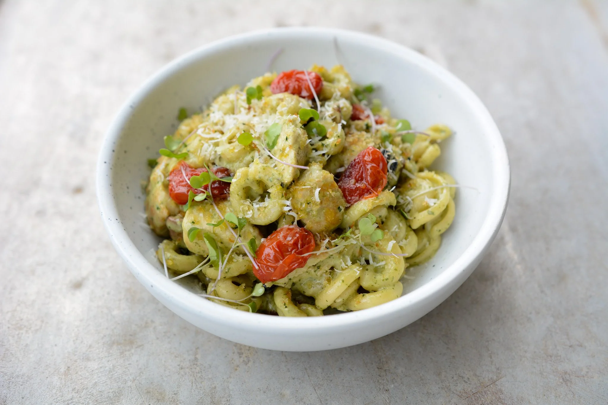 Pesto Campanelle Bake