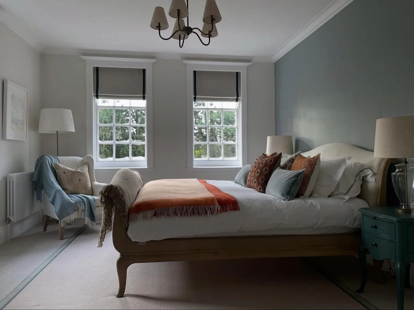 Continuing through this guest suite to the bedroom. 

Love the colour combinations in here. We brought the Inchyra Blue through and teamed it with some beautiful burnt oranges. 

Shere Madness is a boutique interior design company. We specialise in t