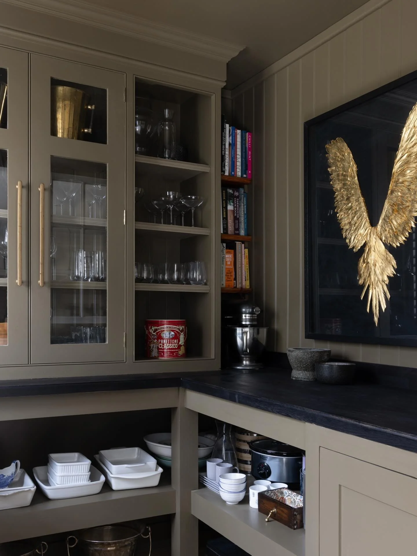 This was space was entirely dead when we first saw it! Some bookshelves in an old doorway and a vase in an old fireplace. But we quickly realised it was valuable kitchen real estate, and that it had a mega future purpose. 

It&rsquo;s south facing so